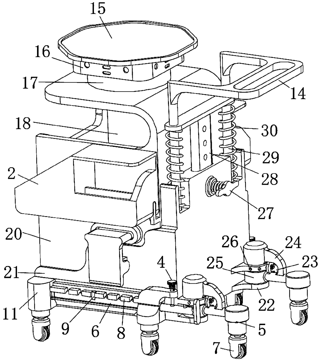 Movable file cabinet for clinical ward round