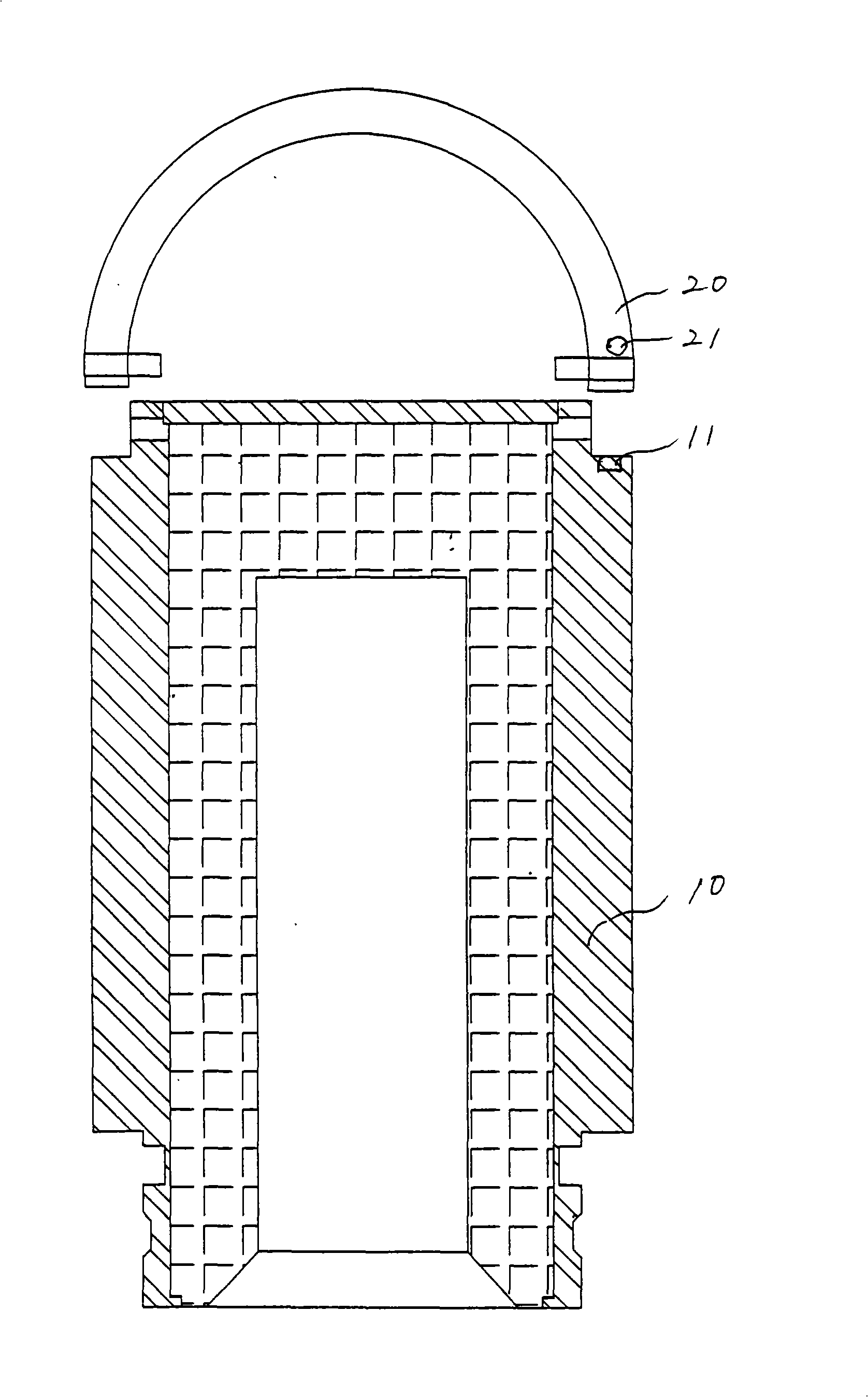 Manufacturing process of lid of medical isotope medicament container having magnetic lifting ring