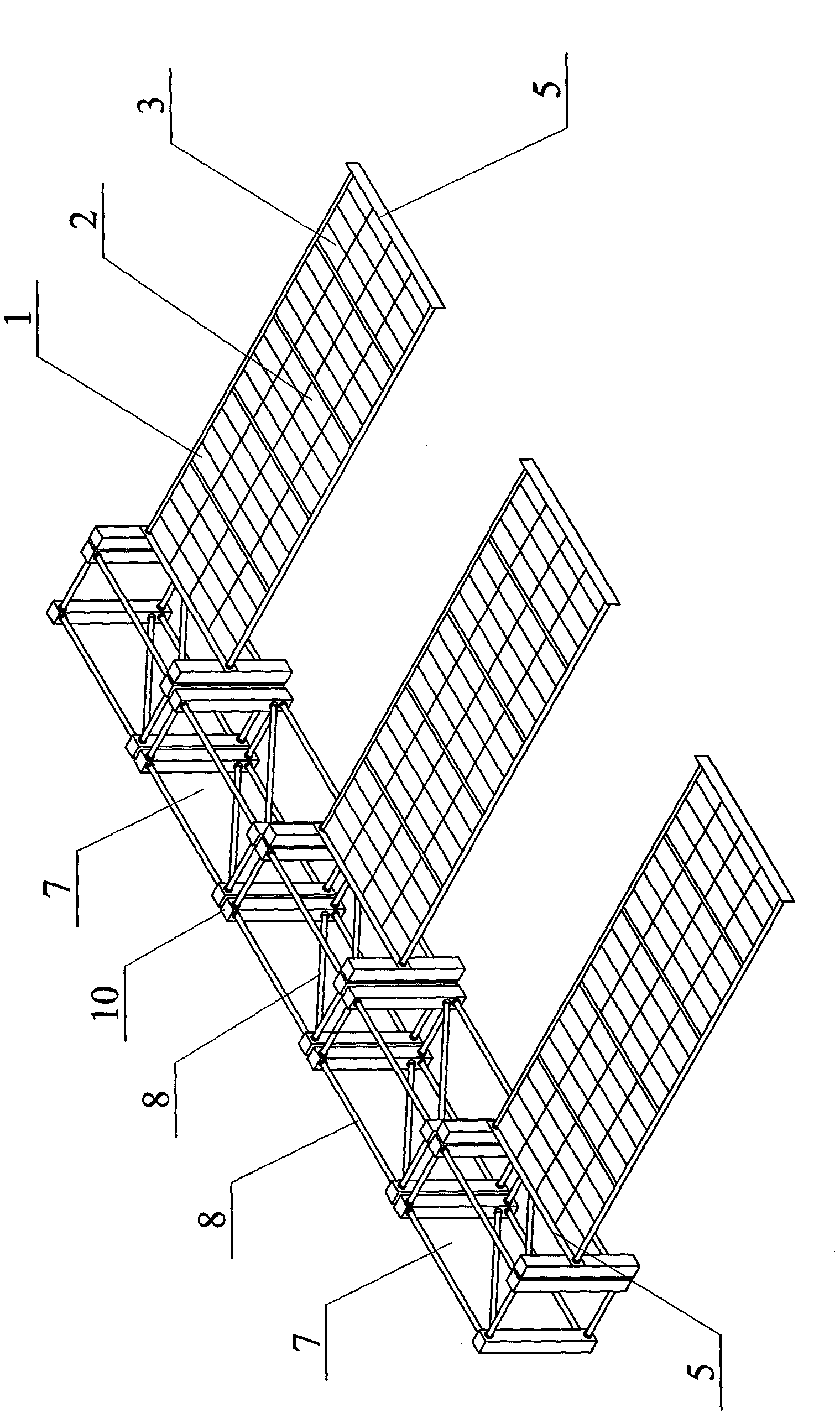 Inflation expansion truss solar panel array capable of on-orbit assembly