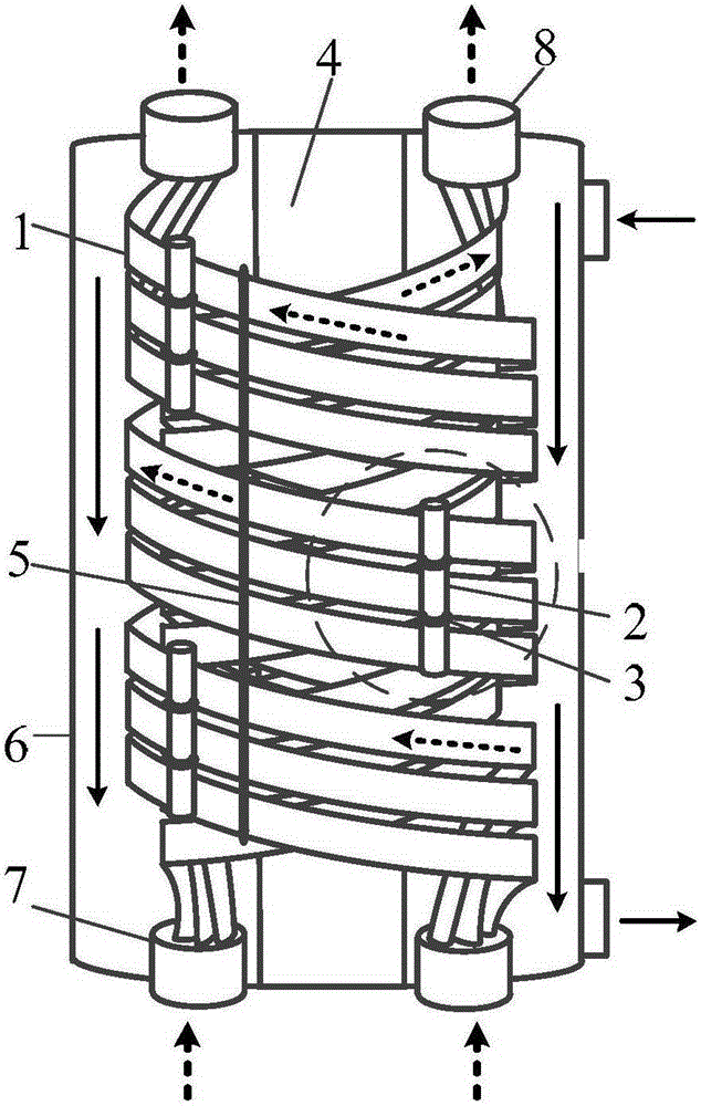 Microchannel flat tube wound heat exchanger with variable hydraulic diameter in the same flow path