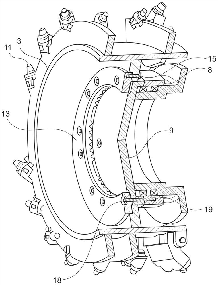 Groove cutter drive with split inner wheel/integrated bearing