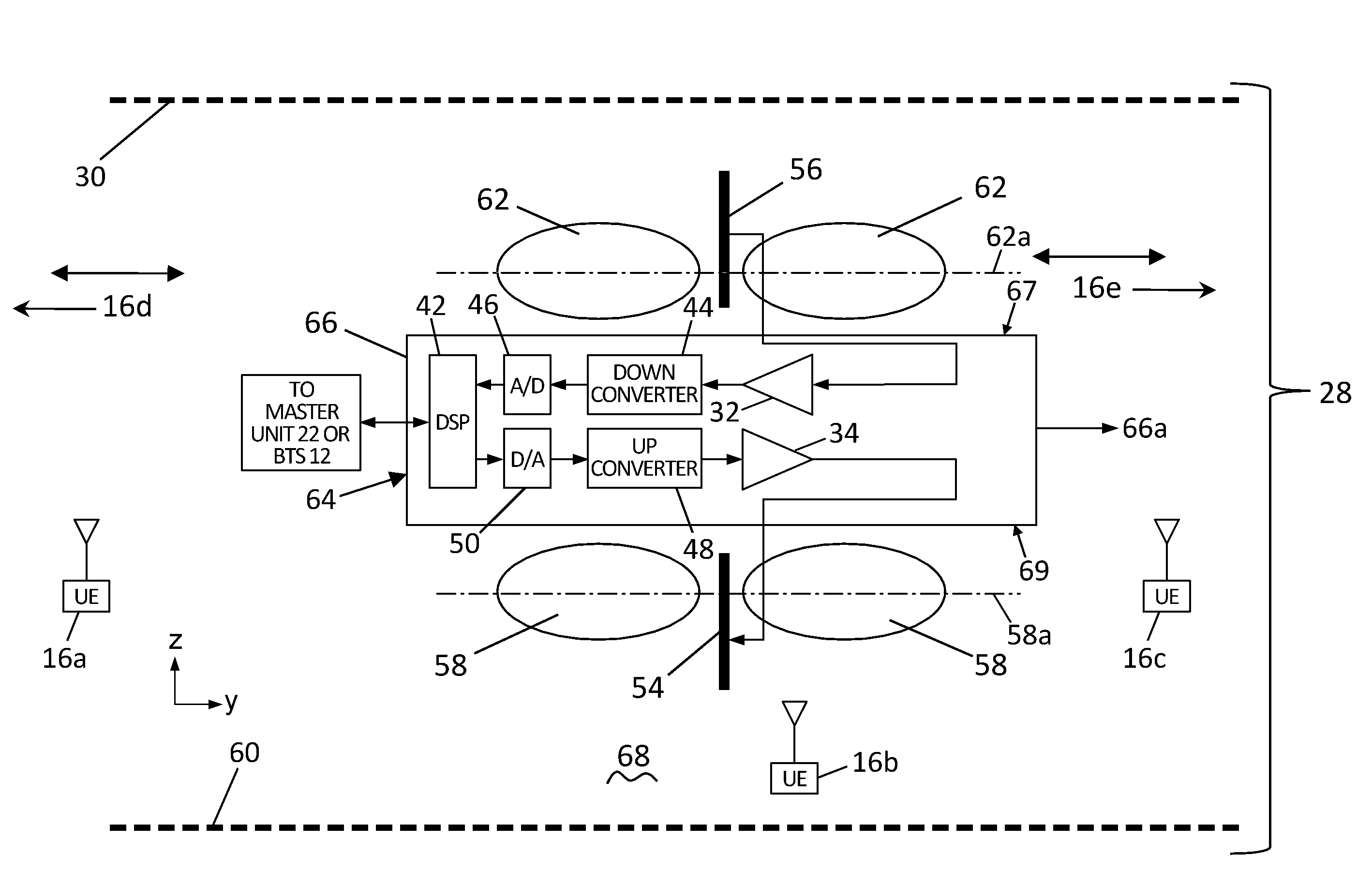 Broadband transceiver and distributed antenna system utilizing same