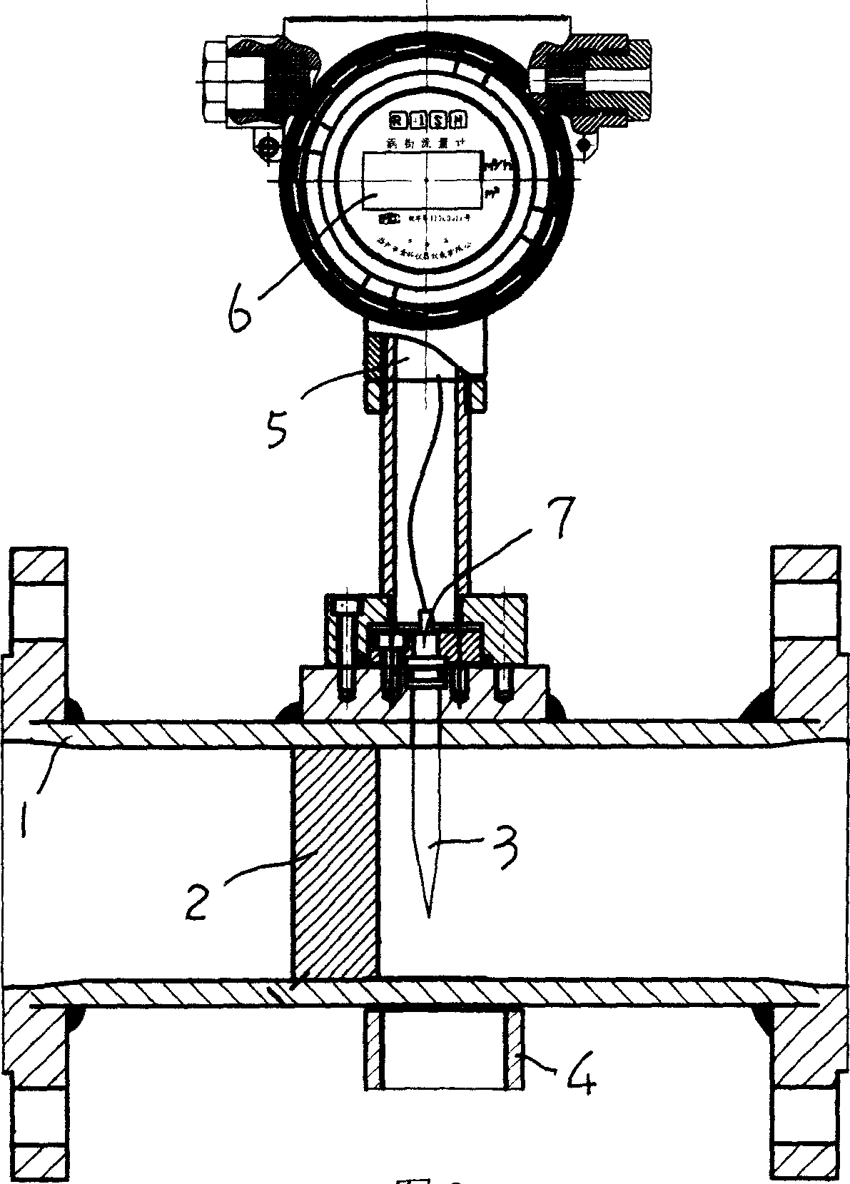 Magnetic vortex street flowmeter
