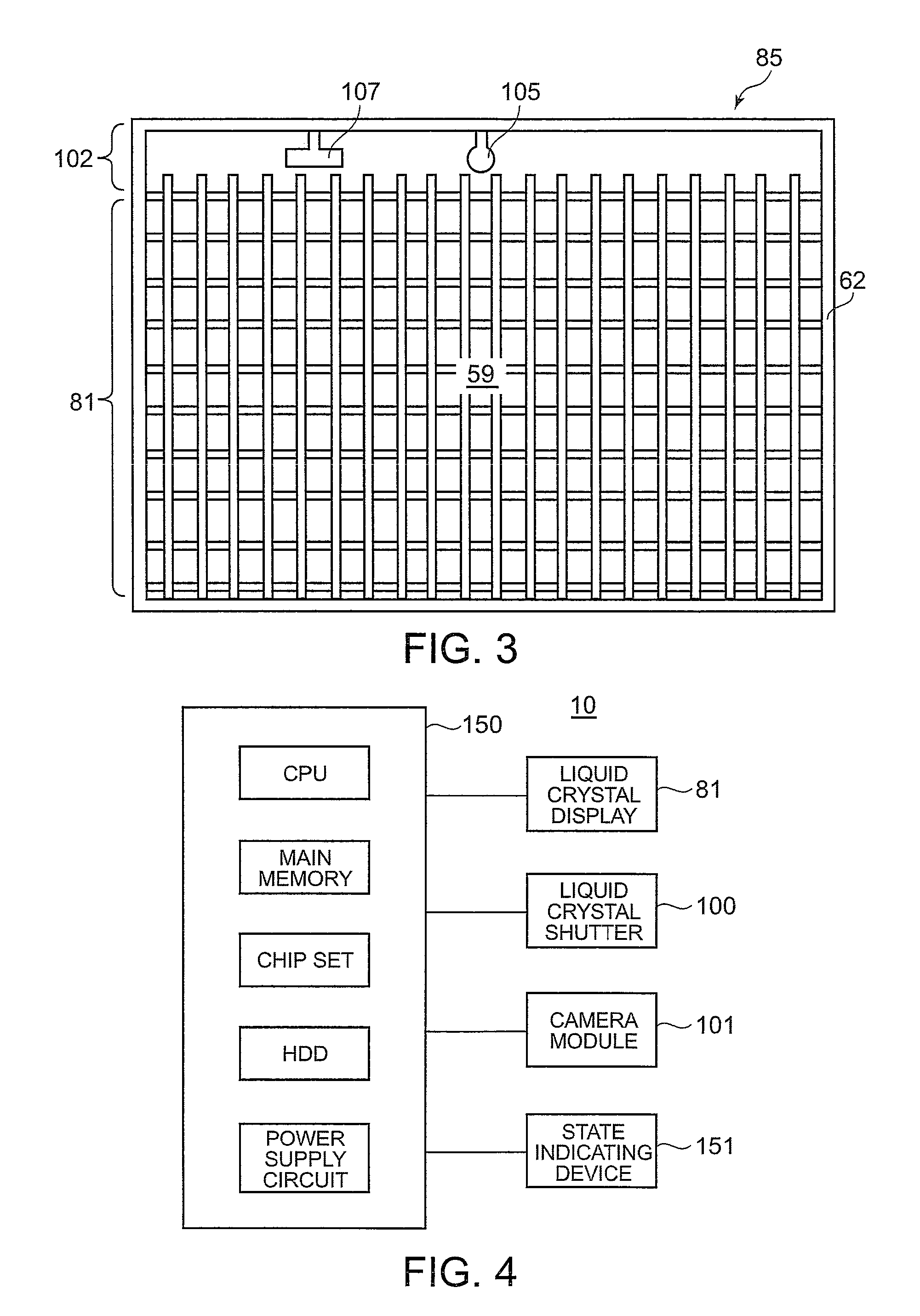 Electronic device having a liquid crystal shutter