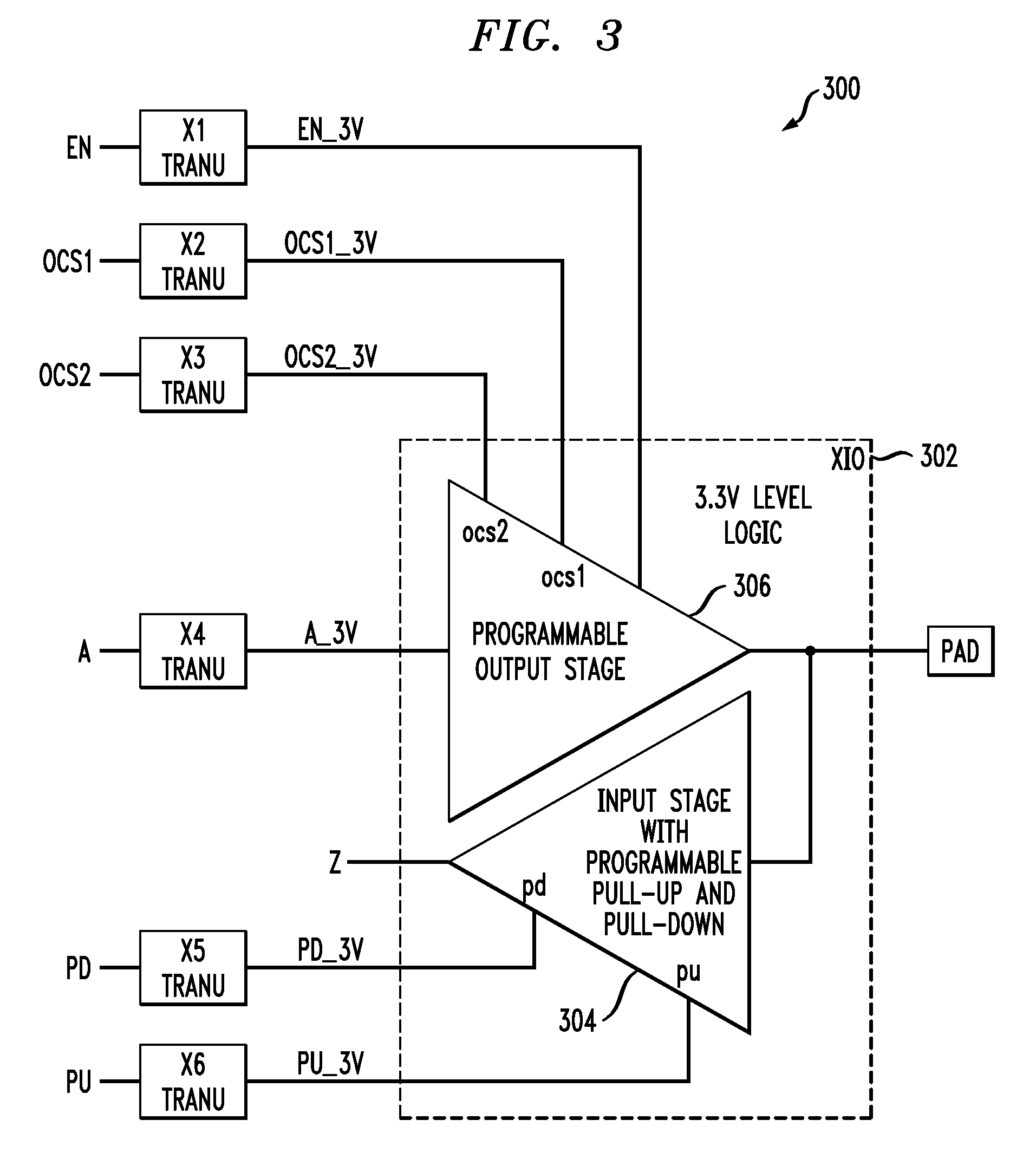 Buffer circuit having multiplexed voltage level translation