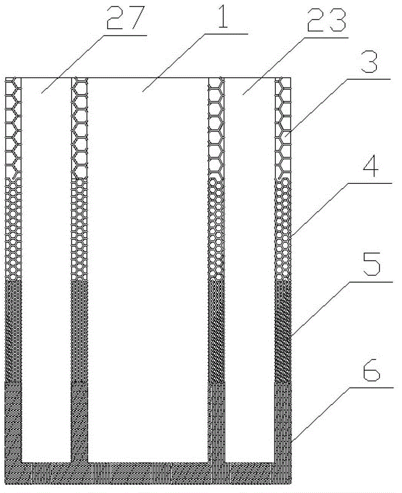 Compound imbibing core for thermal column array steam main line and manufacturing method thereof