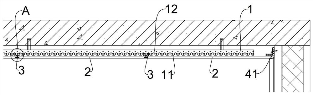Integrated clamping keel suspended ceiling structure and installing method thereof