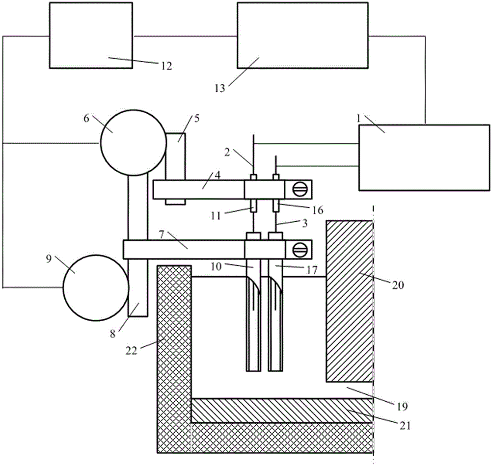 Method and device for conducting absolute measurement on electrical conductivity of solution and high-temperature melt