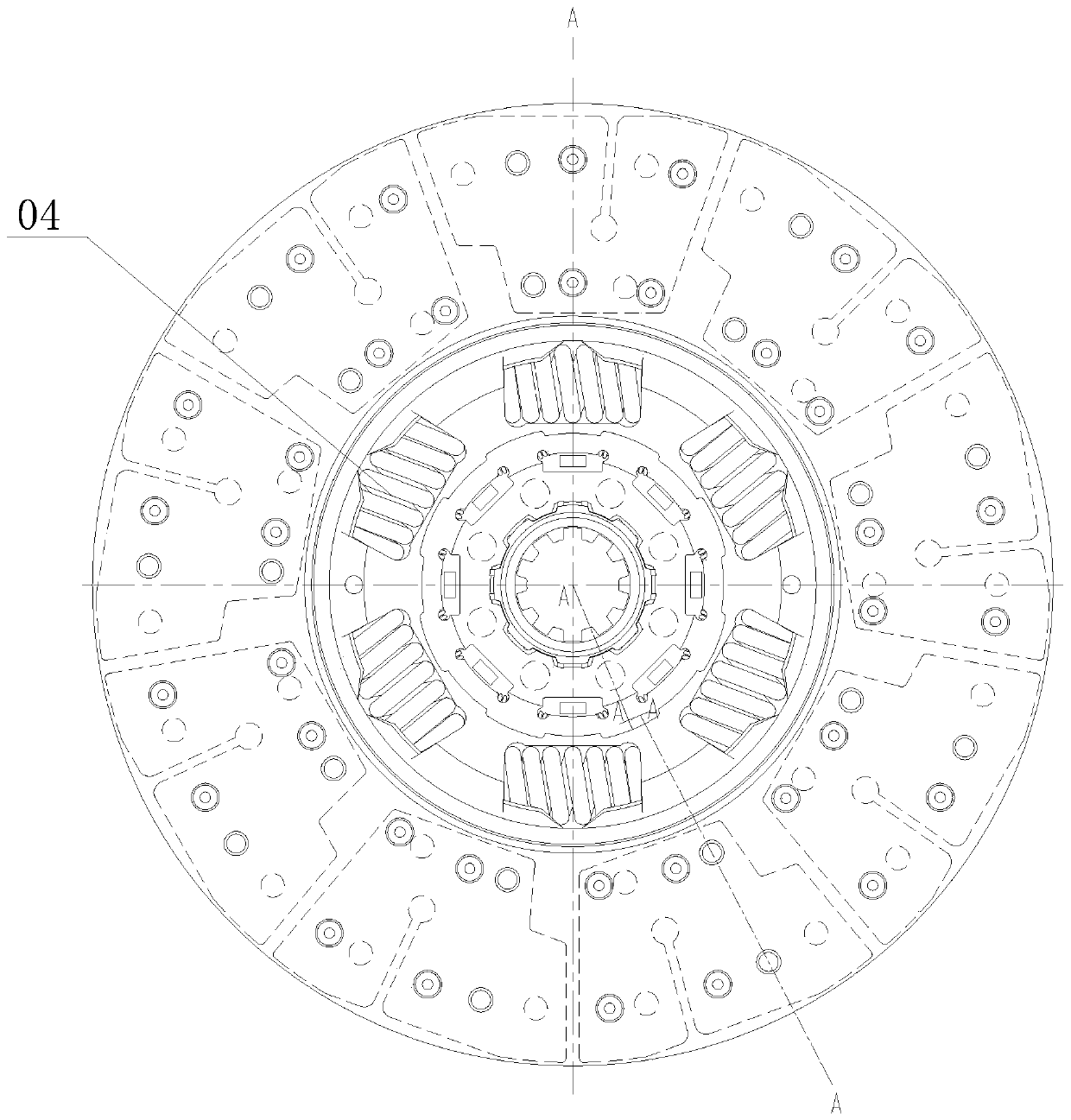 A driven disk assembly of torsional shock absorber without coil spring based on torsional vibration damping belt