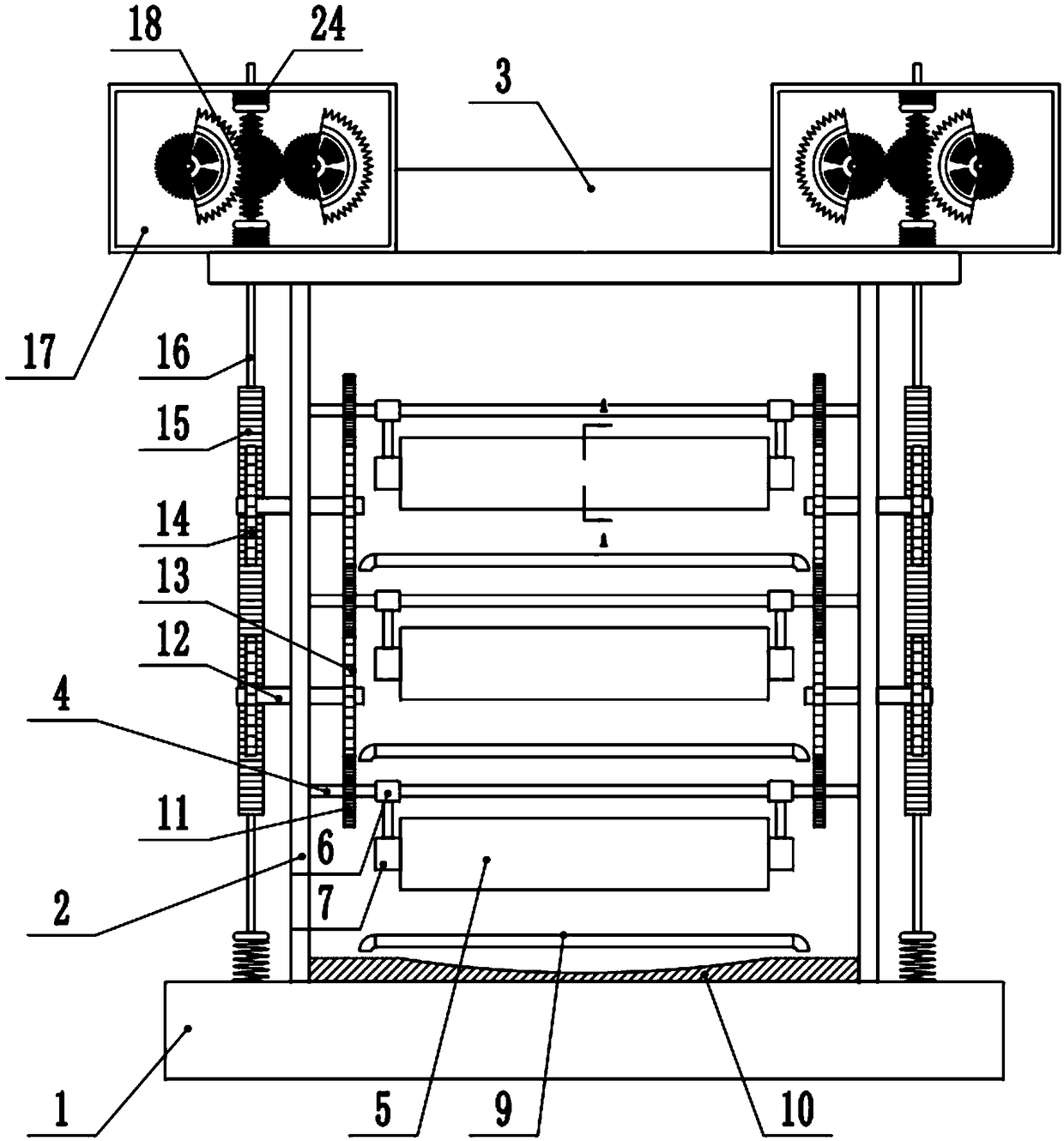 Gear assembly driving type swing type seed draining device