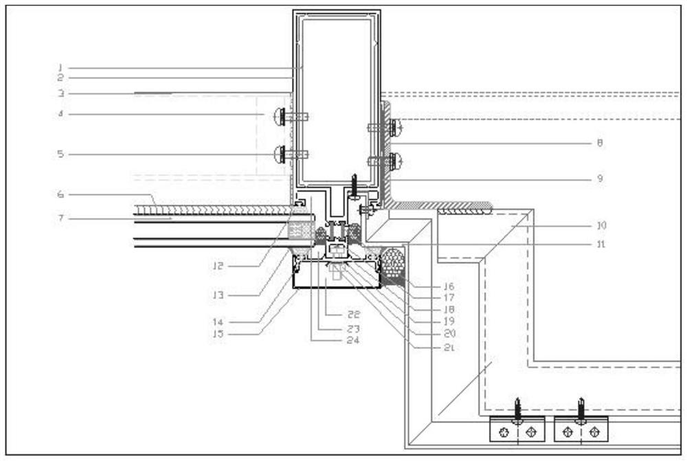 Treatment method for joint of glass curtain wall and metal curtain wall