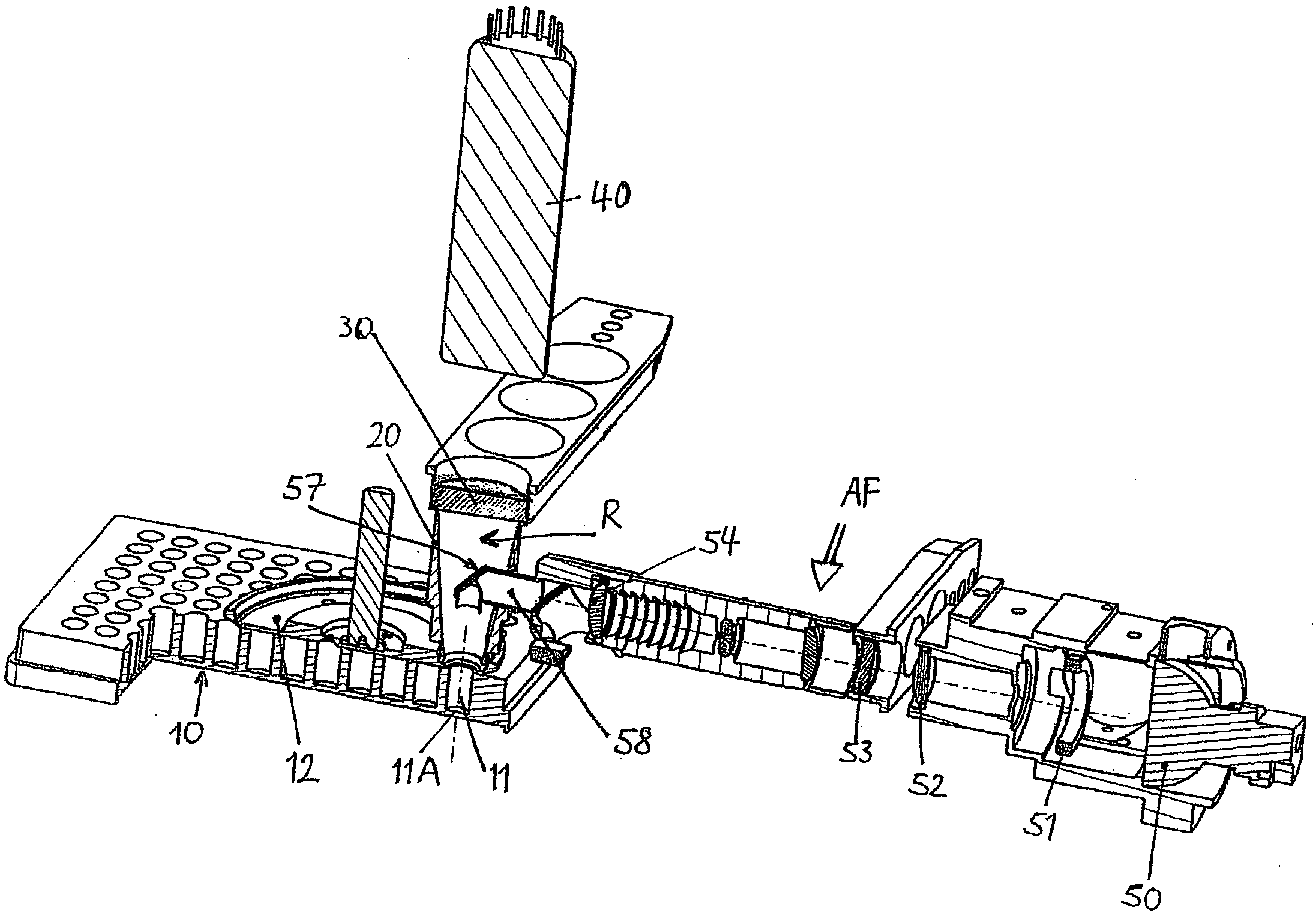 Apparatus for selected measurement of, in particular luminescent and/or fluorescent radiation