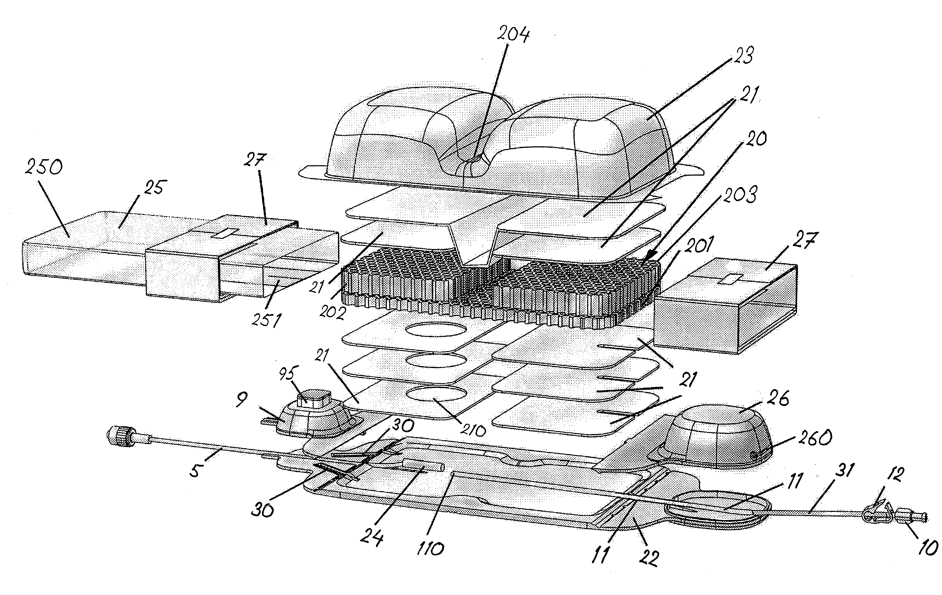 Device for treatment of wounds and a method for manufacturing of wound pads