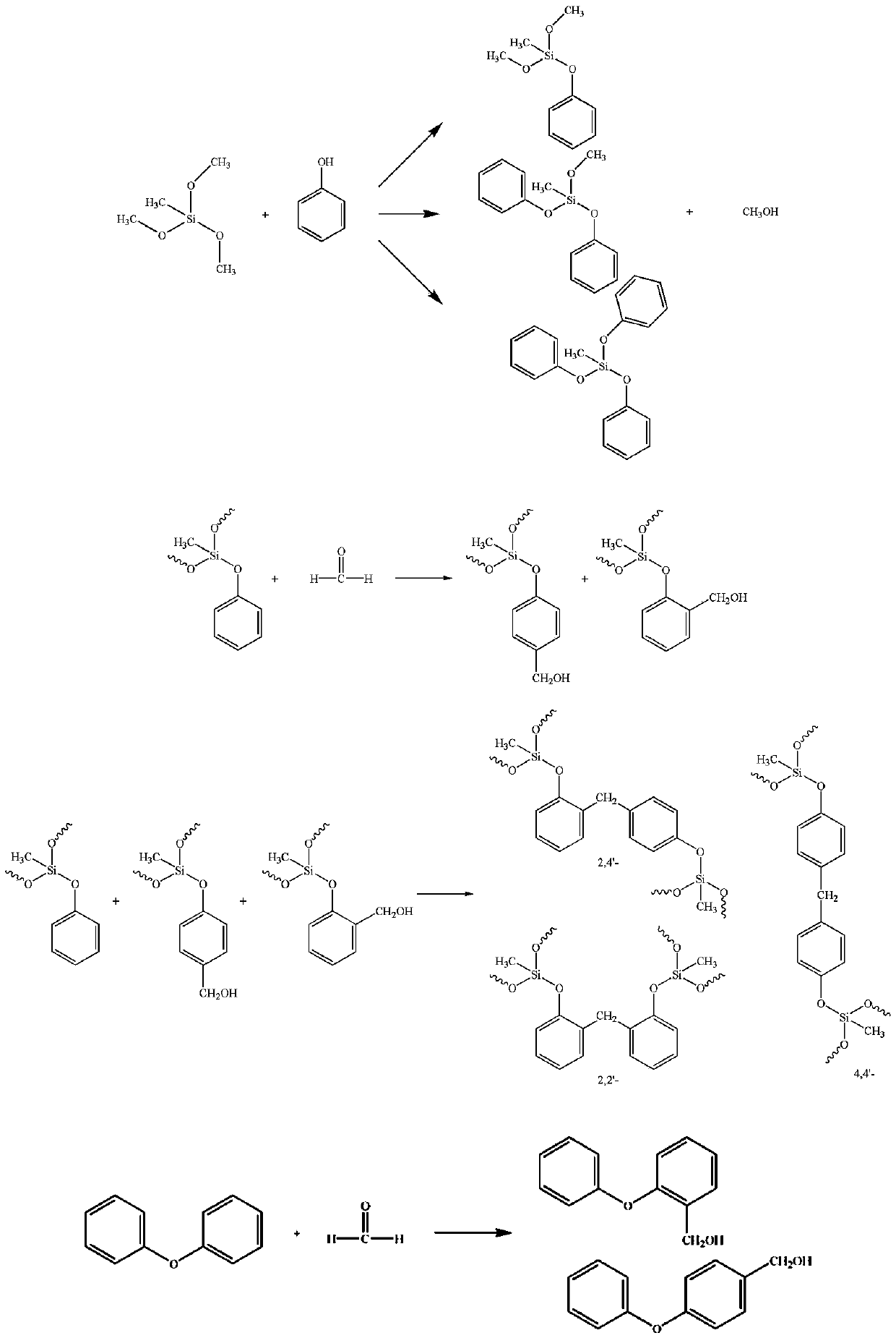 Method for preparing diphenyl ether/organic silicon double-modified phenolic resin adhesive