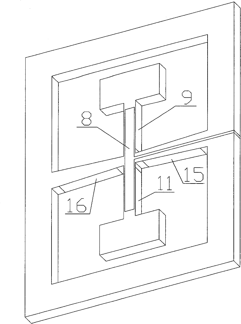 Shearing stress detection-based quartz micromechanical gyro with criss-cross structure