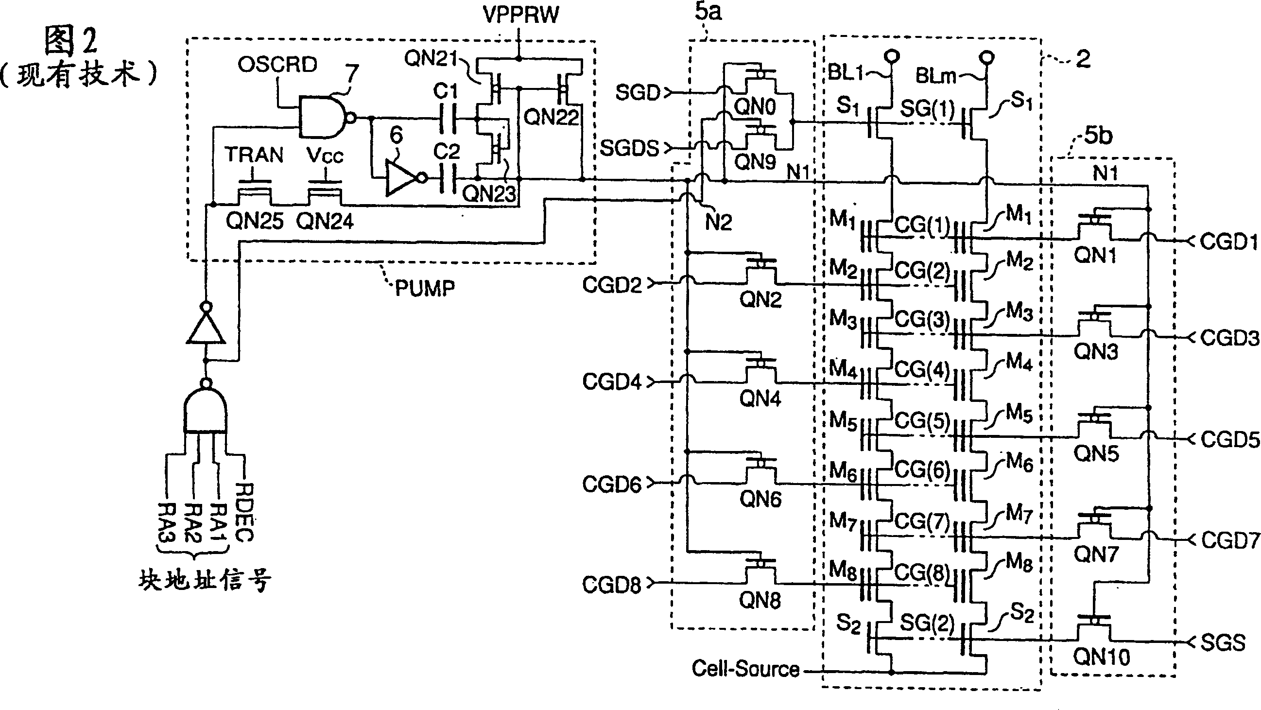 Semiconductor memory device using only single-channel transistor to apply voltage to selected word line