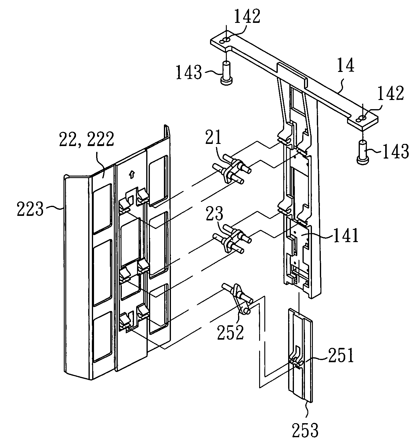 Six-bar linkage positioning mechanism