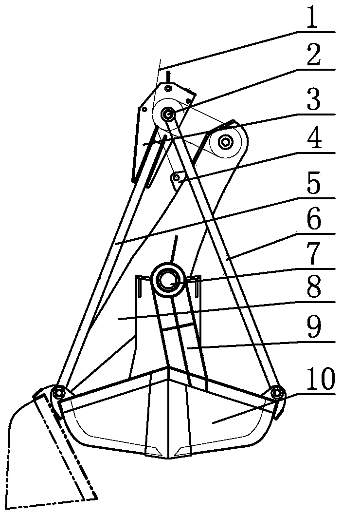 Shear mode coal grab bucket structure