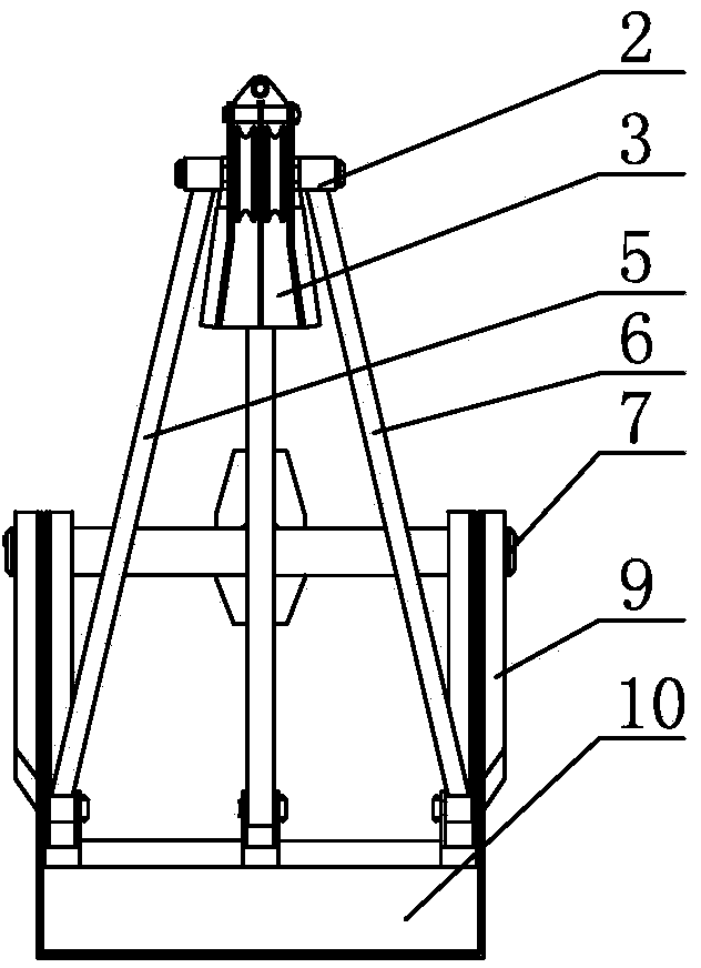 Shear mode coal grab bucket structure