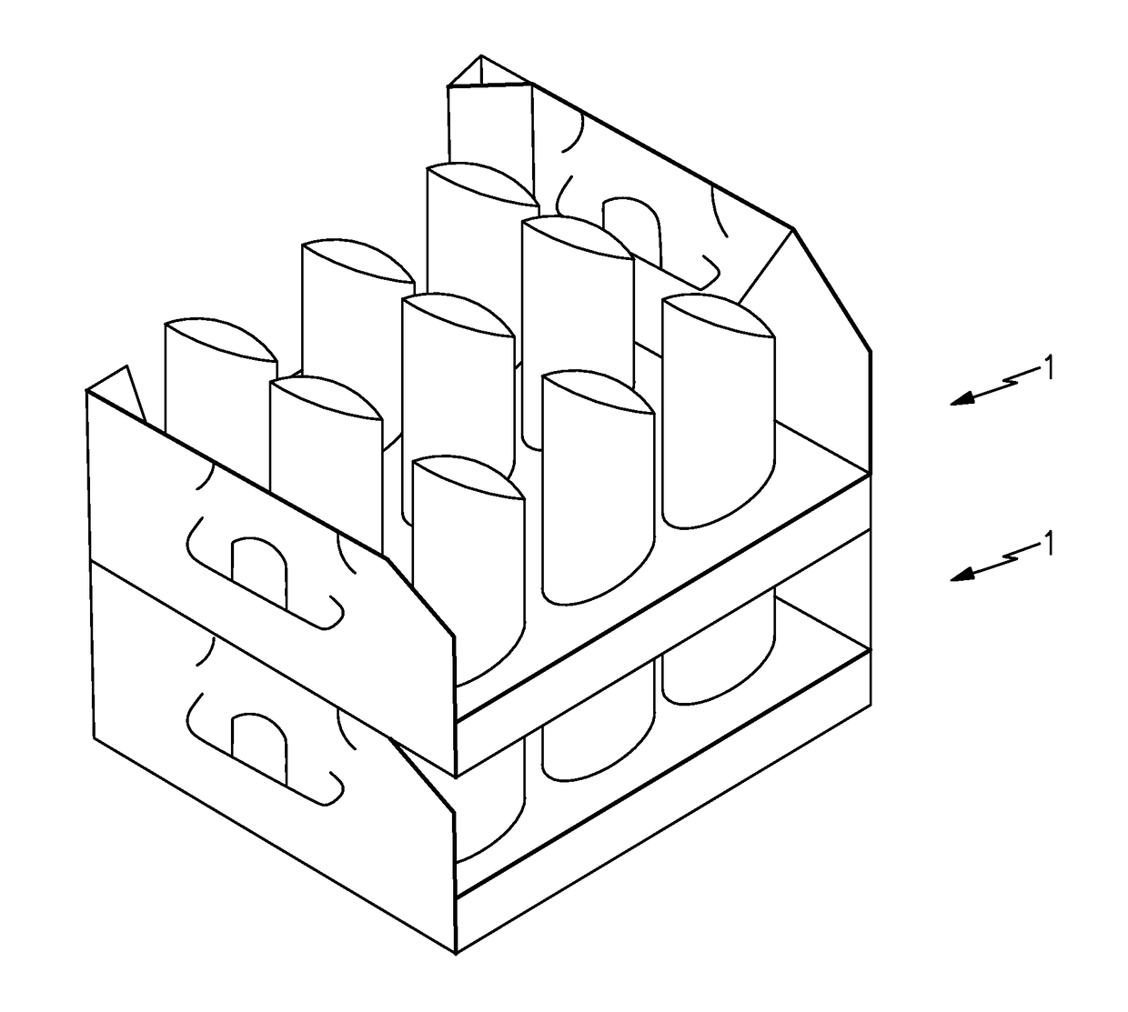 Display tray with support column and apertures