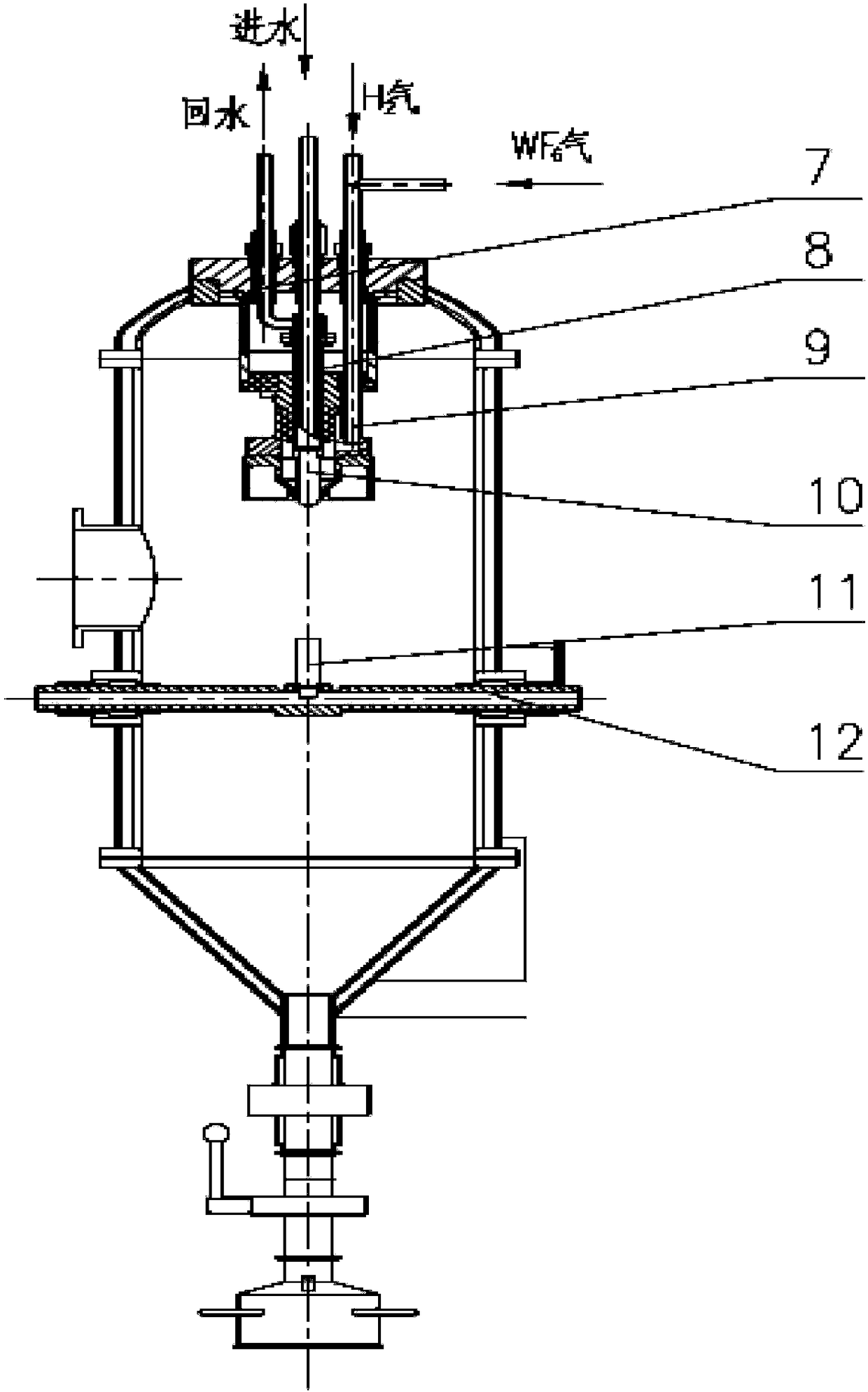 Preparation device and method for spherical tungsten powder