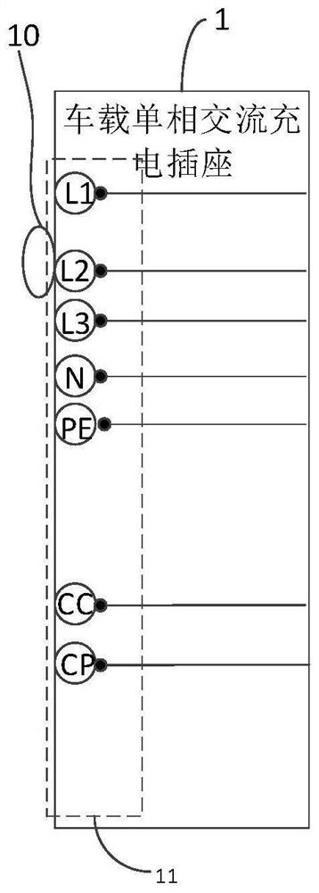 Vehicle-mounted single-phase alternating current charging socket, vehicle and method for identifying charging and discharging modes of vehicle