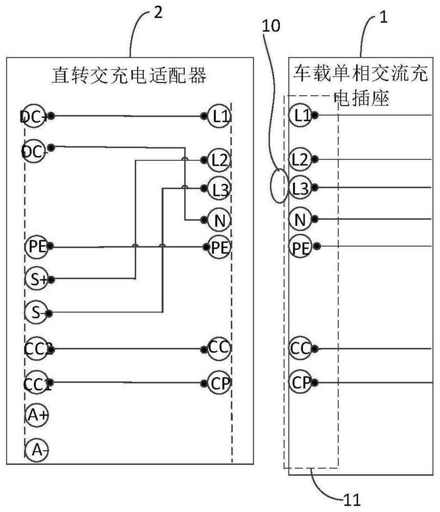 Vehicle-mounted single-phase alternating current charging socket, vehicle and method for identifying charging and discharging modes of vehicle