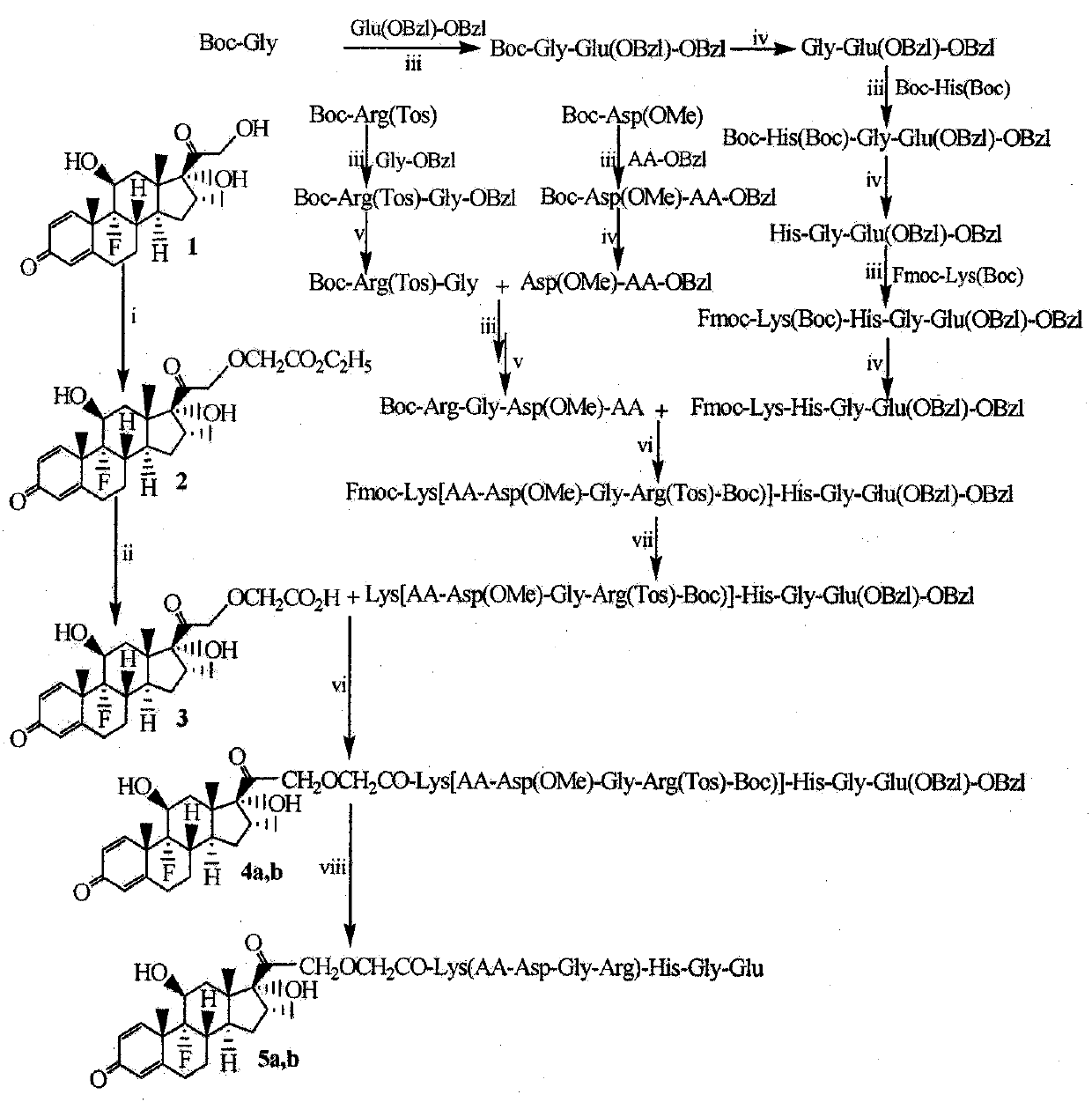 Octapeptide modified dexamethasone, preparation, nanostructure and application