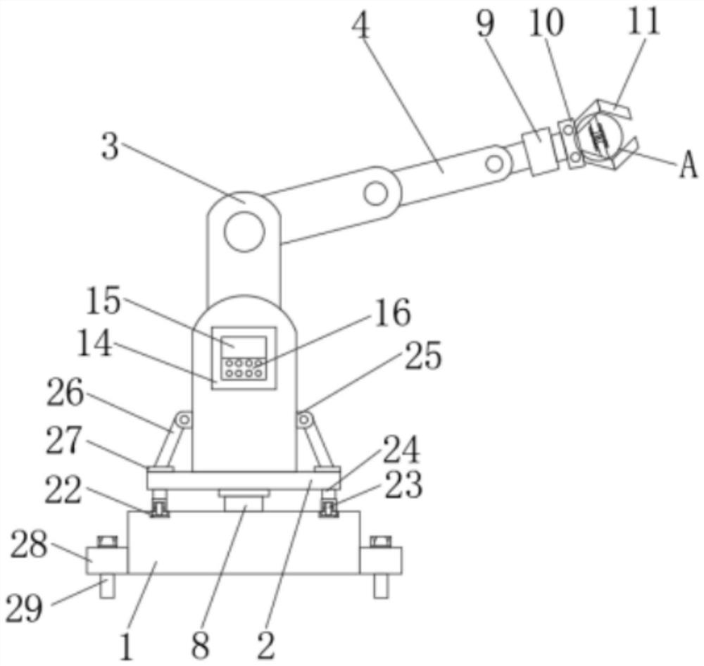 Hydraulic mechanical arm facilitating stable angle adjustment and having grabbing force feedback function