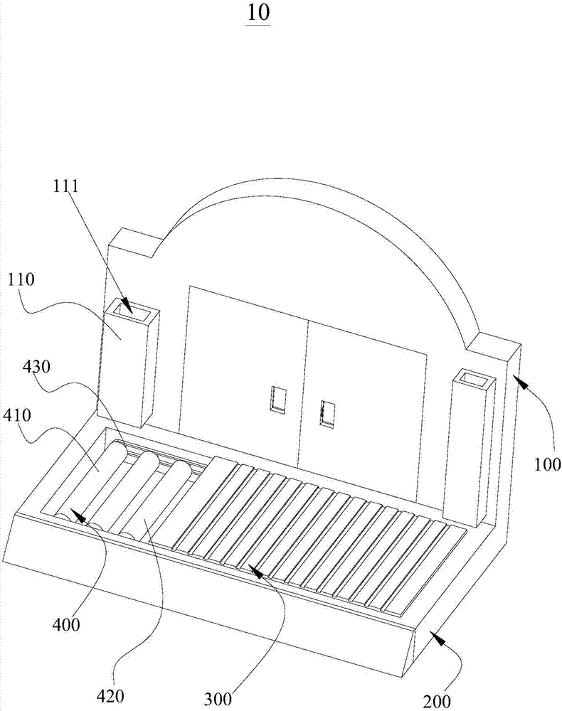 Workshop door mechanism with shoe cleaning function