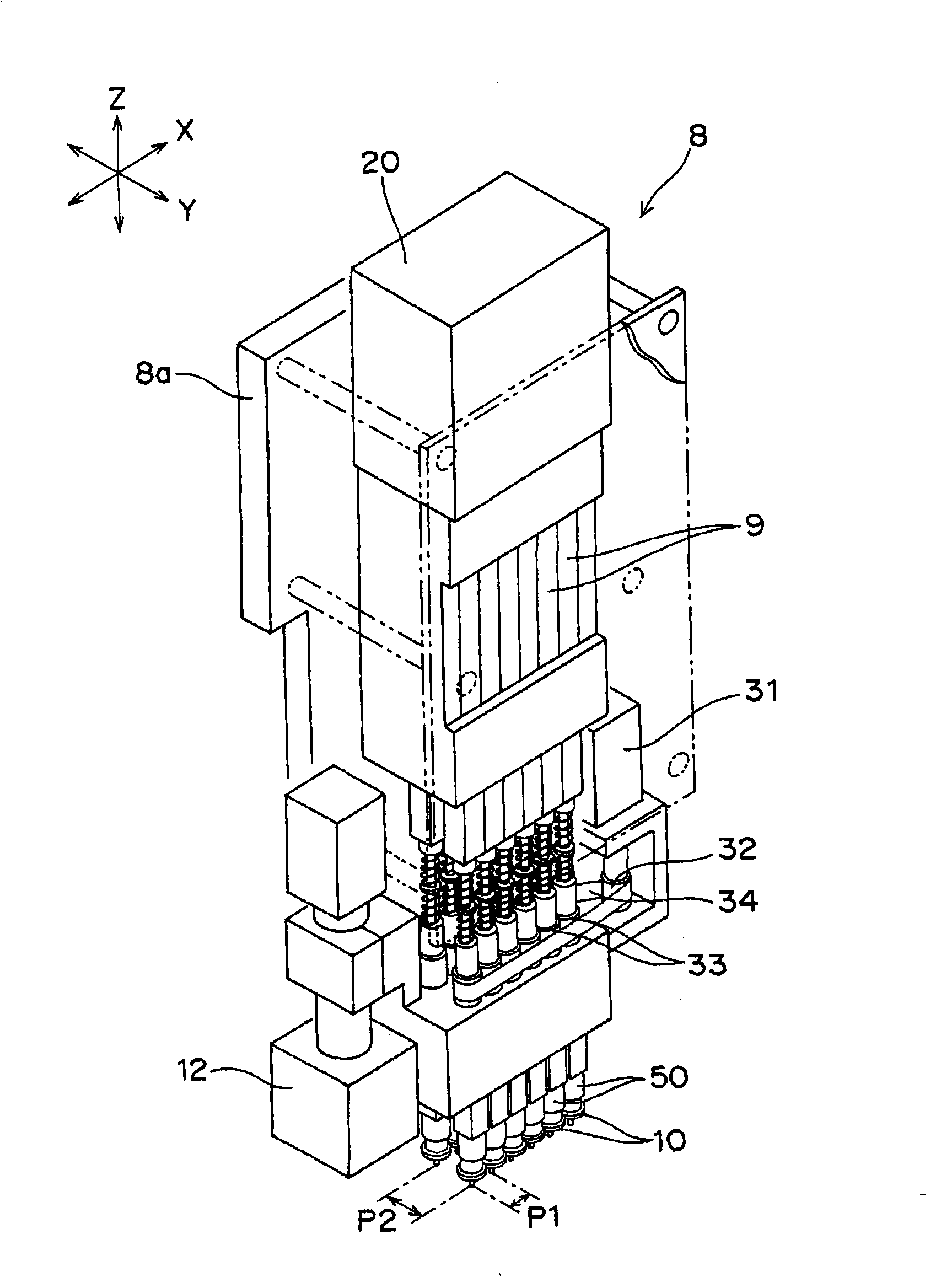Nozzle mechanism, mounting head, and electronic component mounting equipment