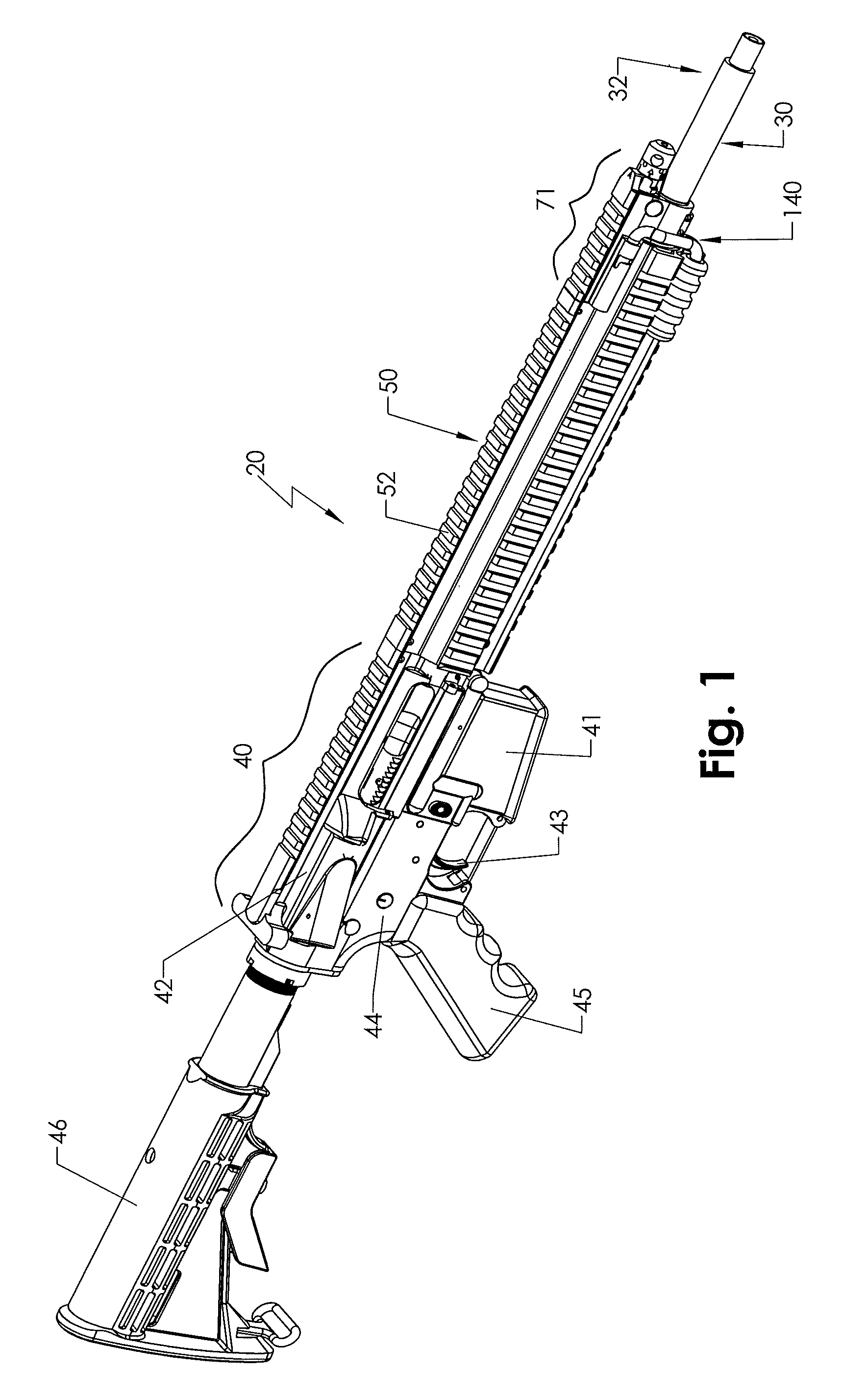 Gas operated rifle with bolt carrier and receiver assembly