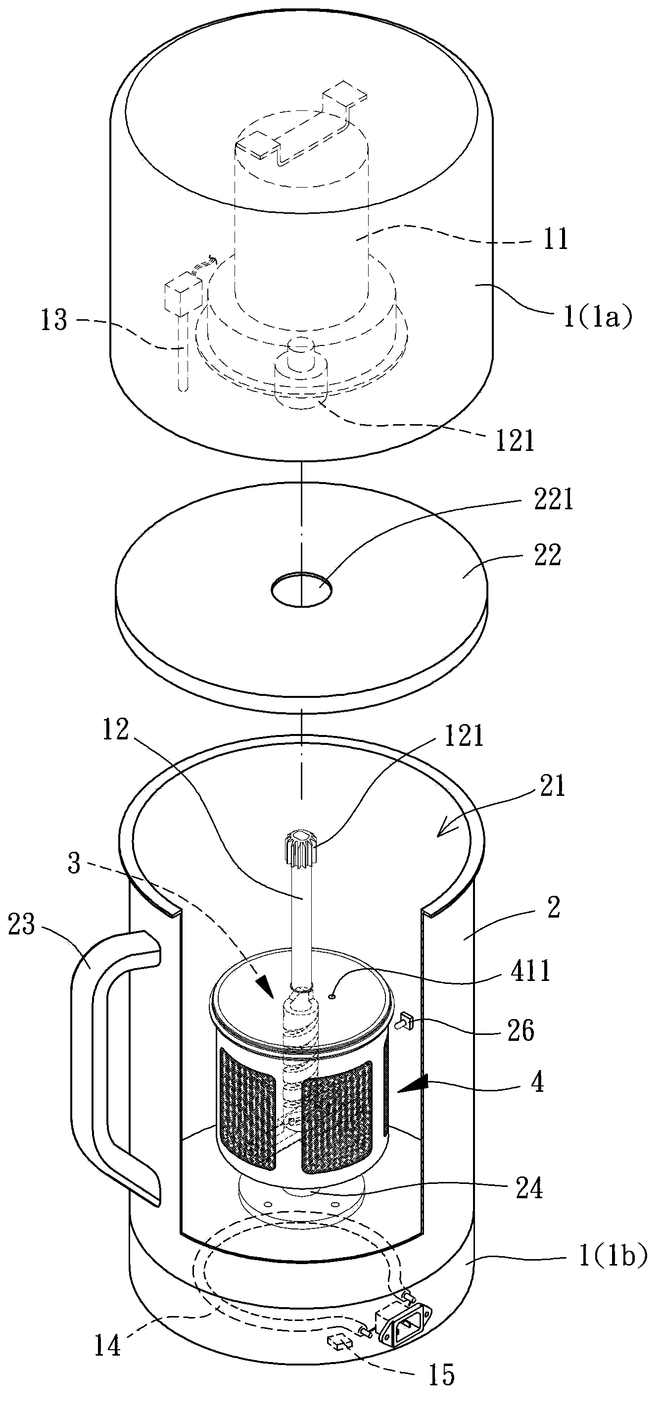 Residue and juice separating device
