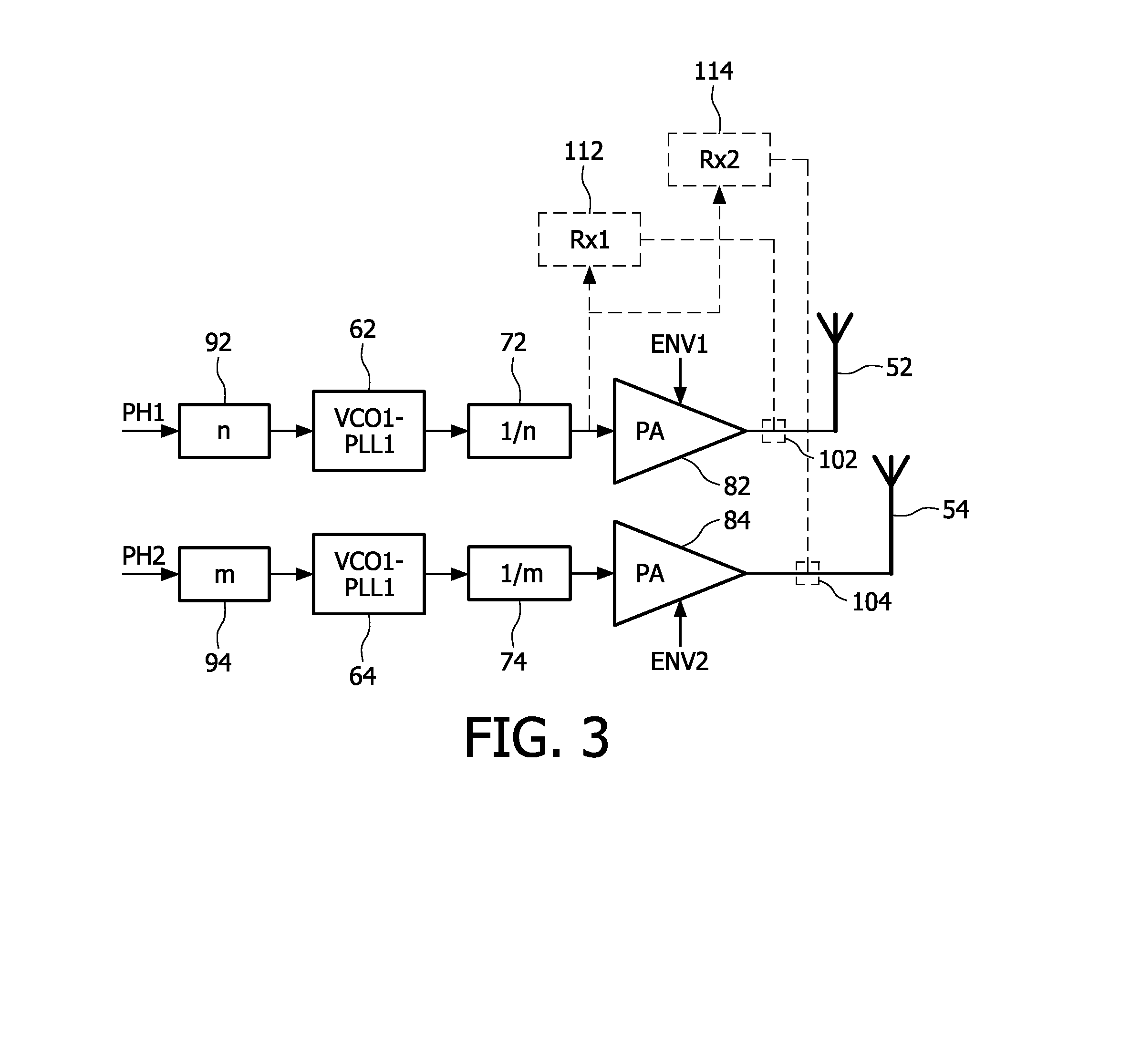 Multiple transmission apparatus with reduced coupling
