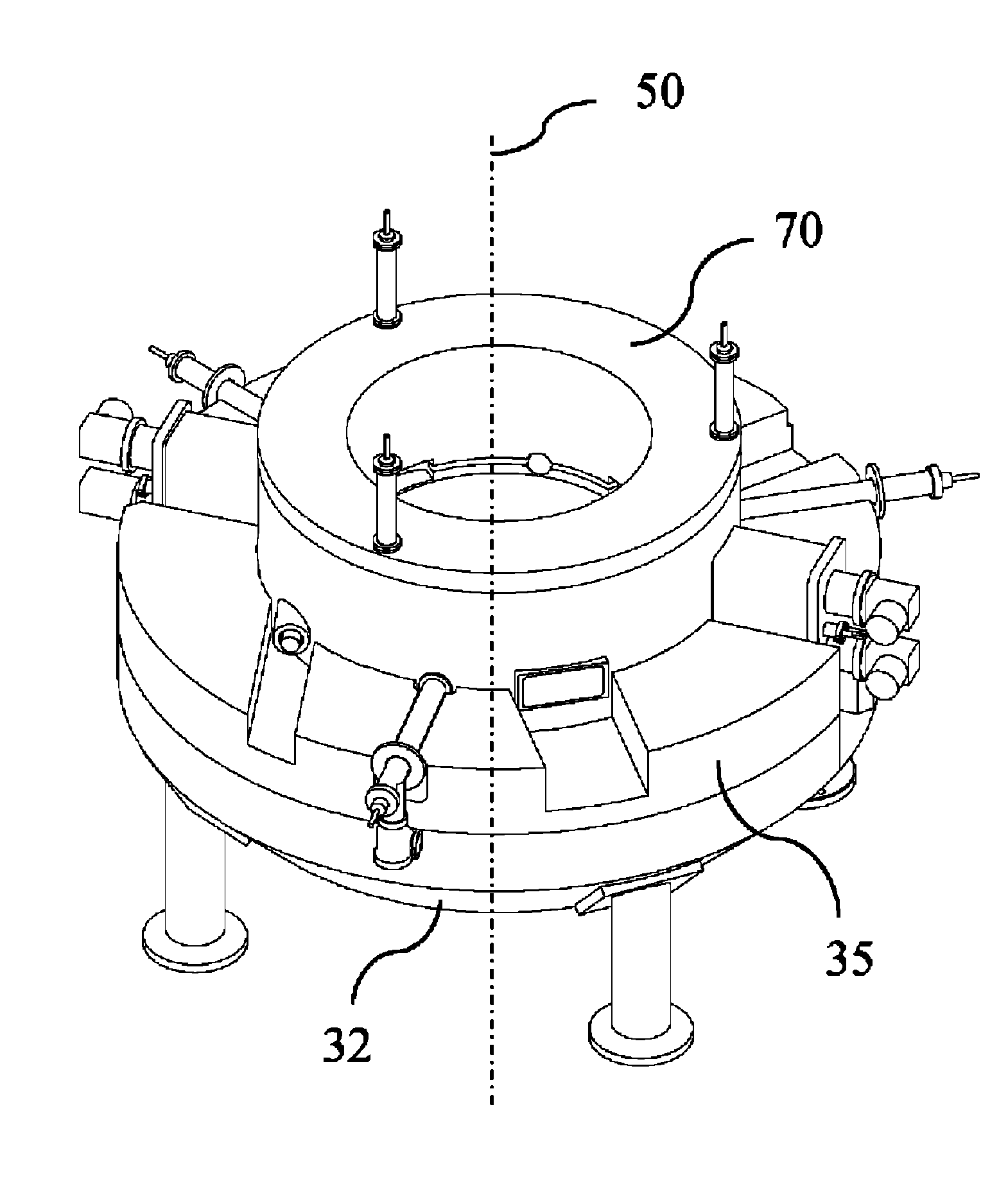 Magnetic structure for circular ion accelerator