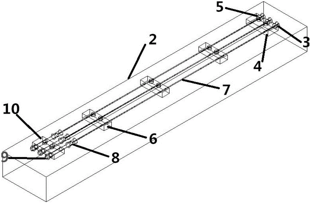 Pre-tensioning steel wire and polymer mortar externally-added layer reinforcing device