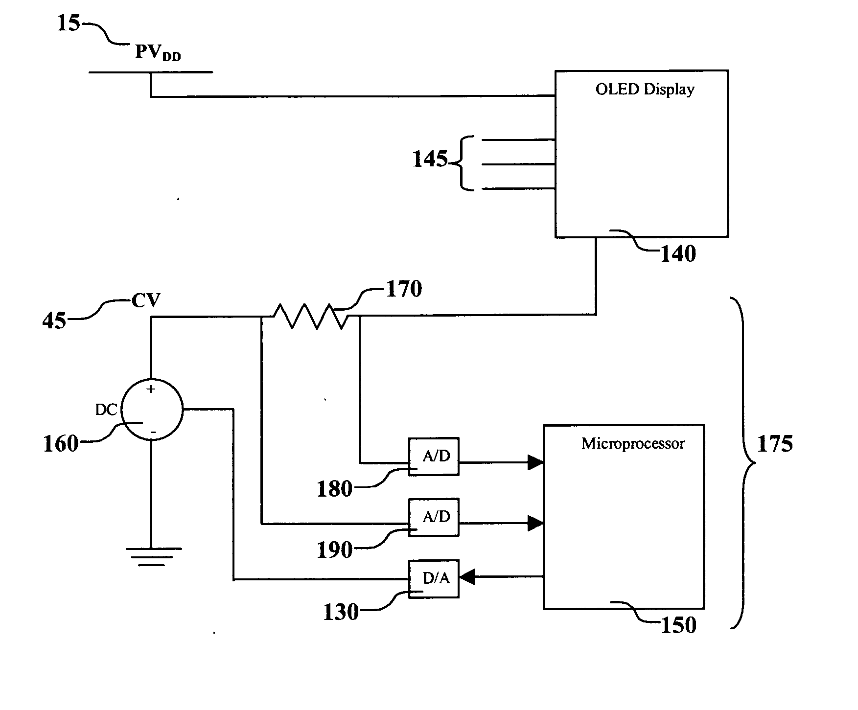 Selecting adjustment for OLED drive voltage