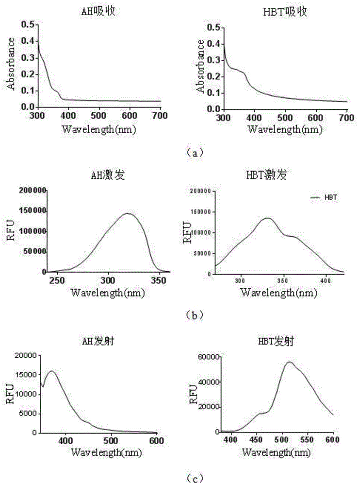 Fluorescent probe AH and preparation and application thereof
