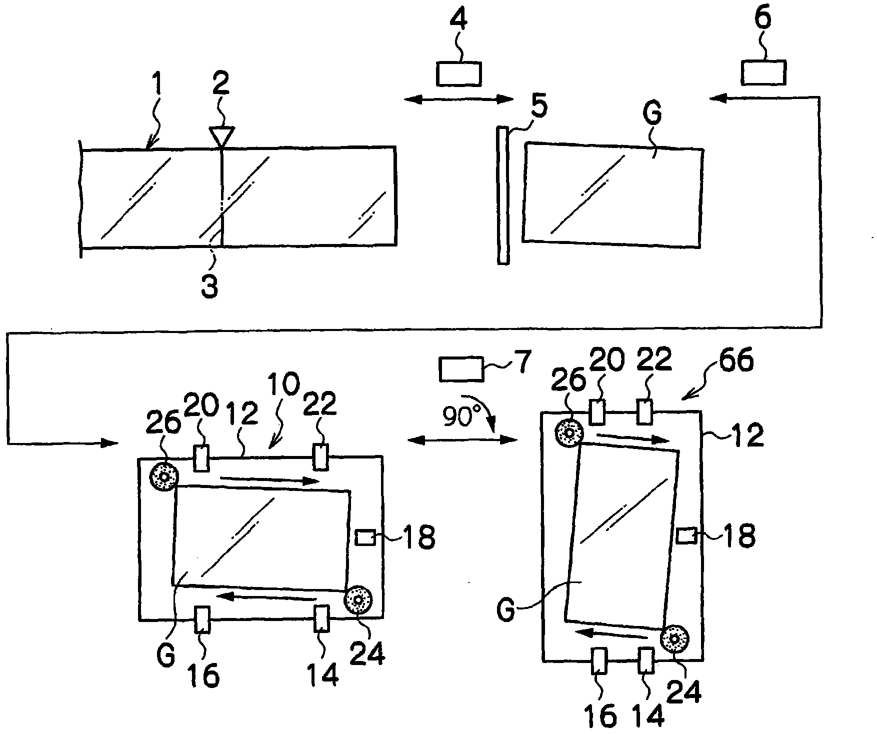 Processing method for glass substrate and device therefor