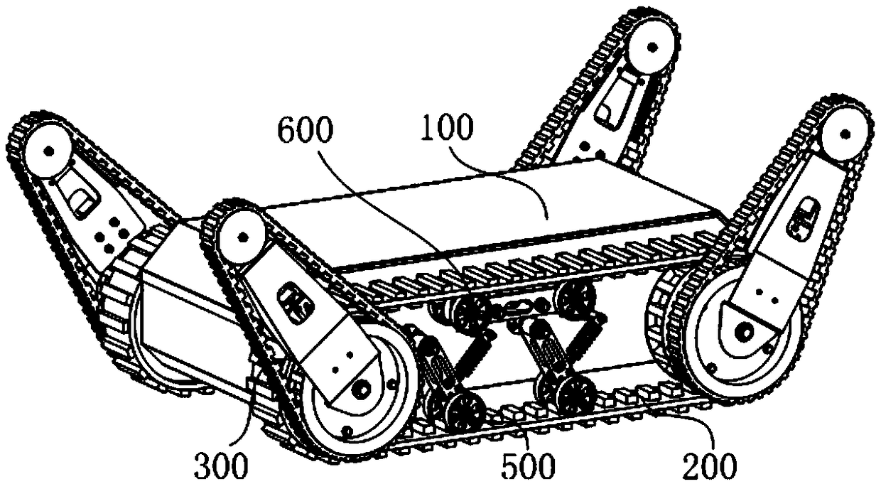 Tracked traveling device and obstacle-surmounting robot
