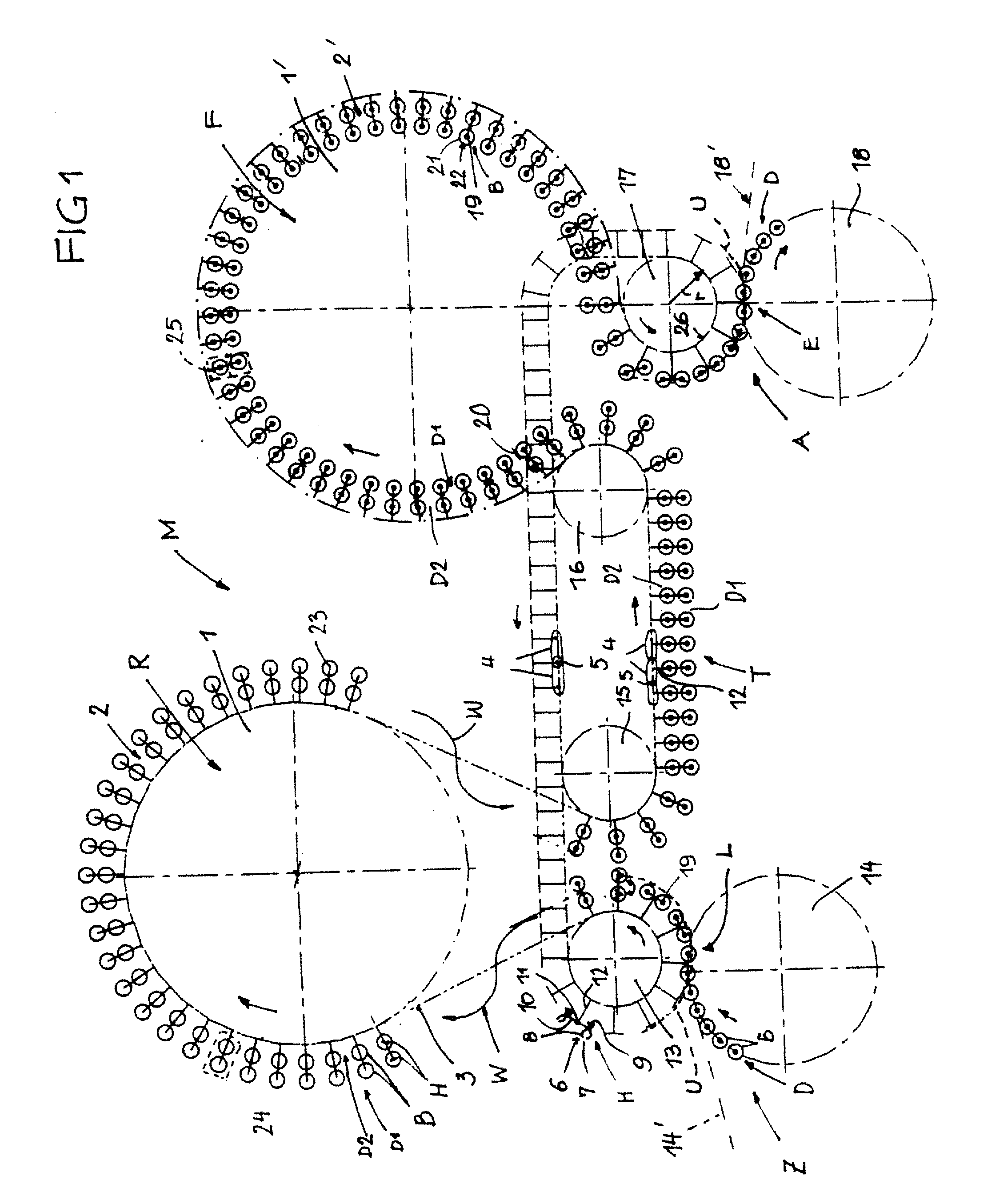 Container processing machine, and method for loading and unloading a container processing machine