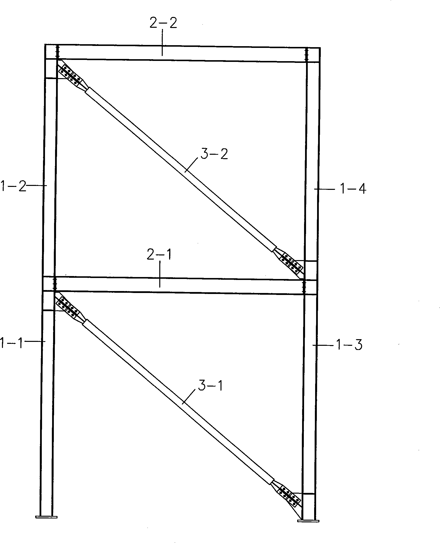 Semi-rigid connection-flection restriction support steel skeleton construction