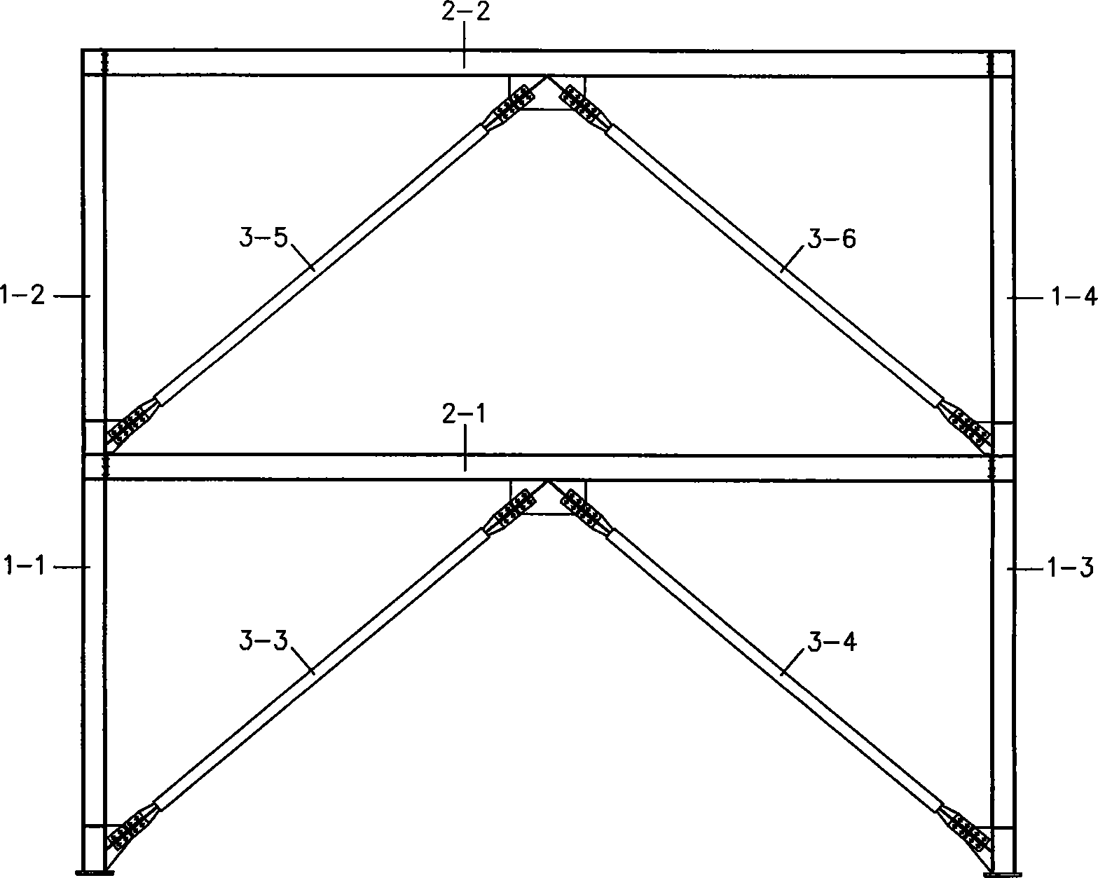 Semi-rigid connection-flection restriction support steel skeleton construction