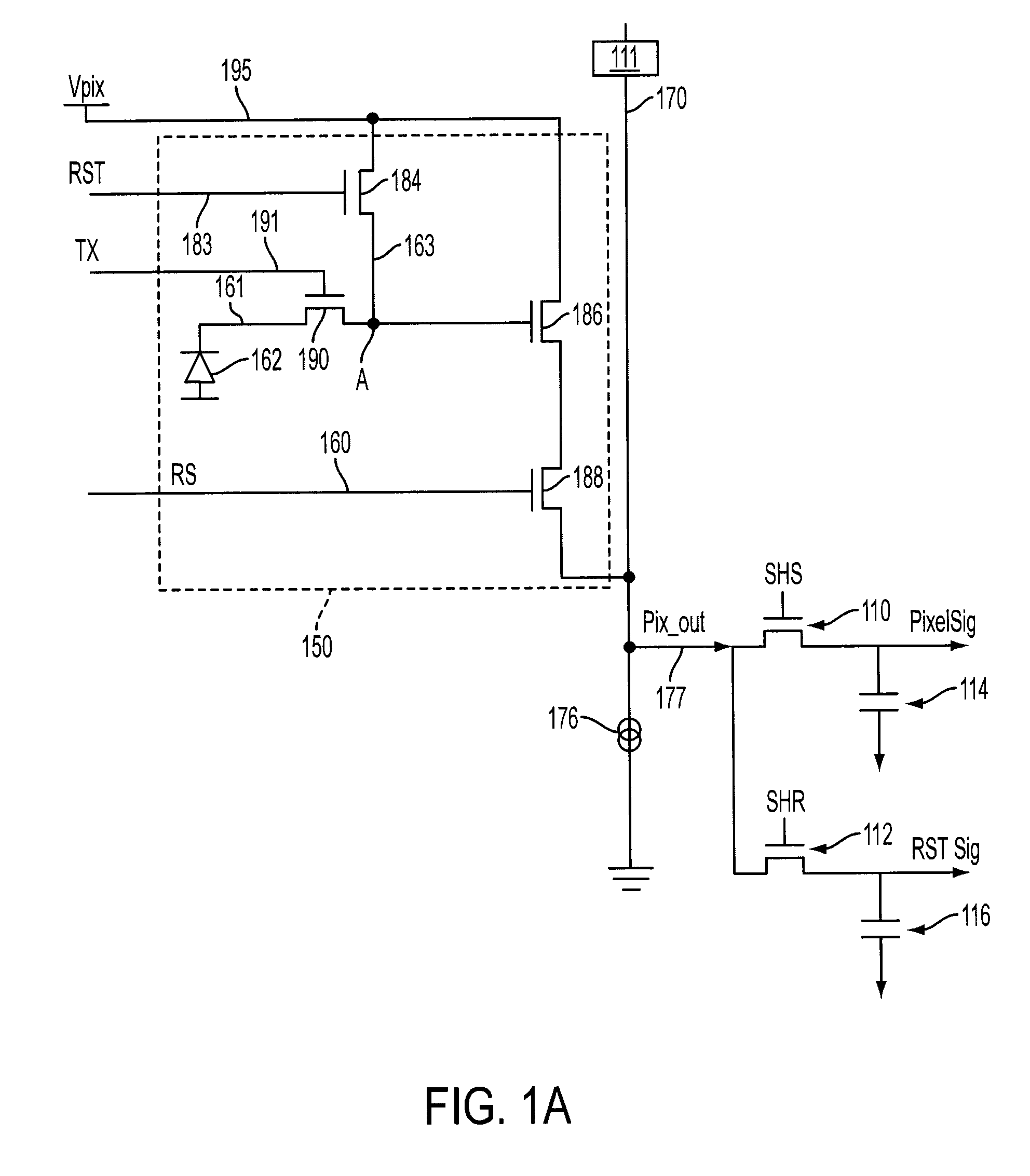 System for reducing sensor area in a back side illuminated CMOS active pixel sensor