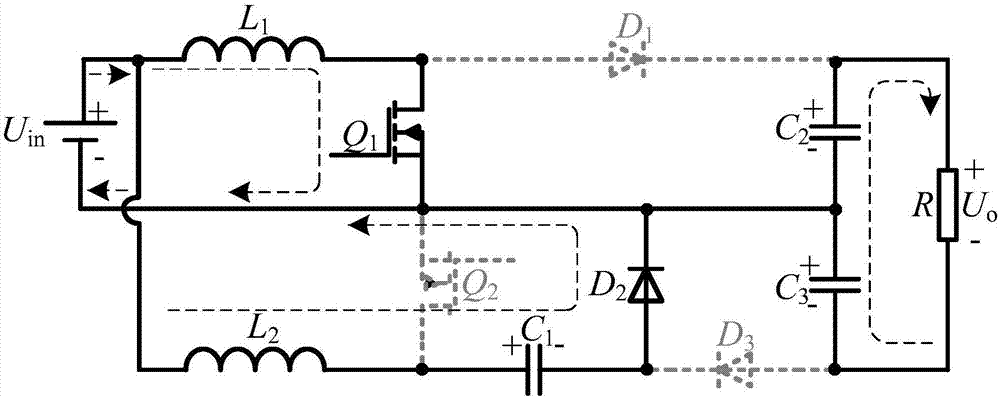Input-parallel output-series wide-gain boost-type direct-current converter used for fuel cell