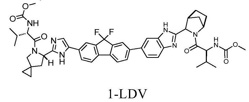 Preparation method of ledipasvir and derivative thereof, and intermediate compound for preparing the ledipasvir