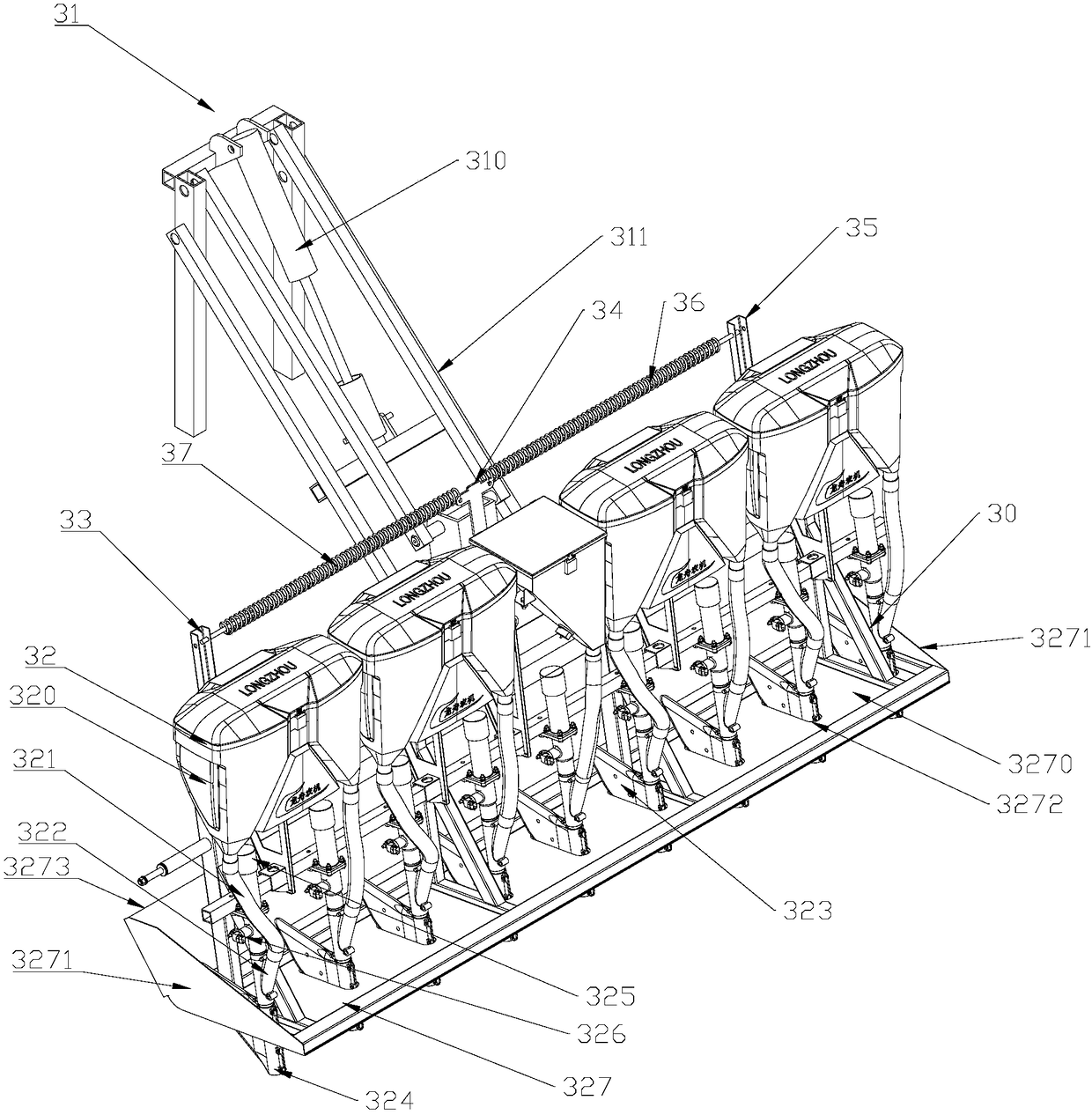 Fertilizing device for adjusting fertilizing depth and rotary cultivator