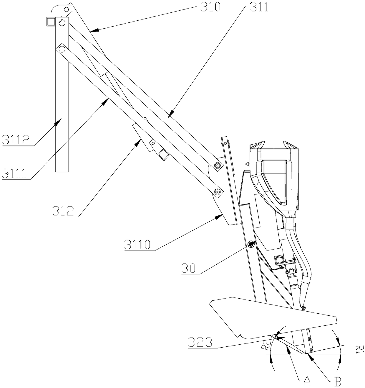 Fertilizing device for adjusting fertilizing depth and rotary cultivator