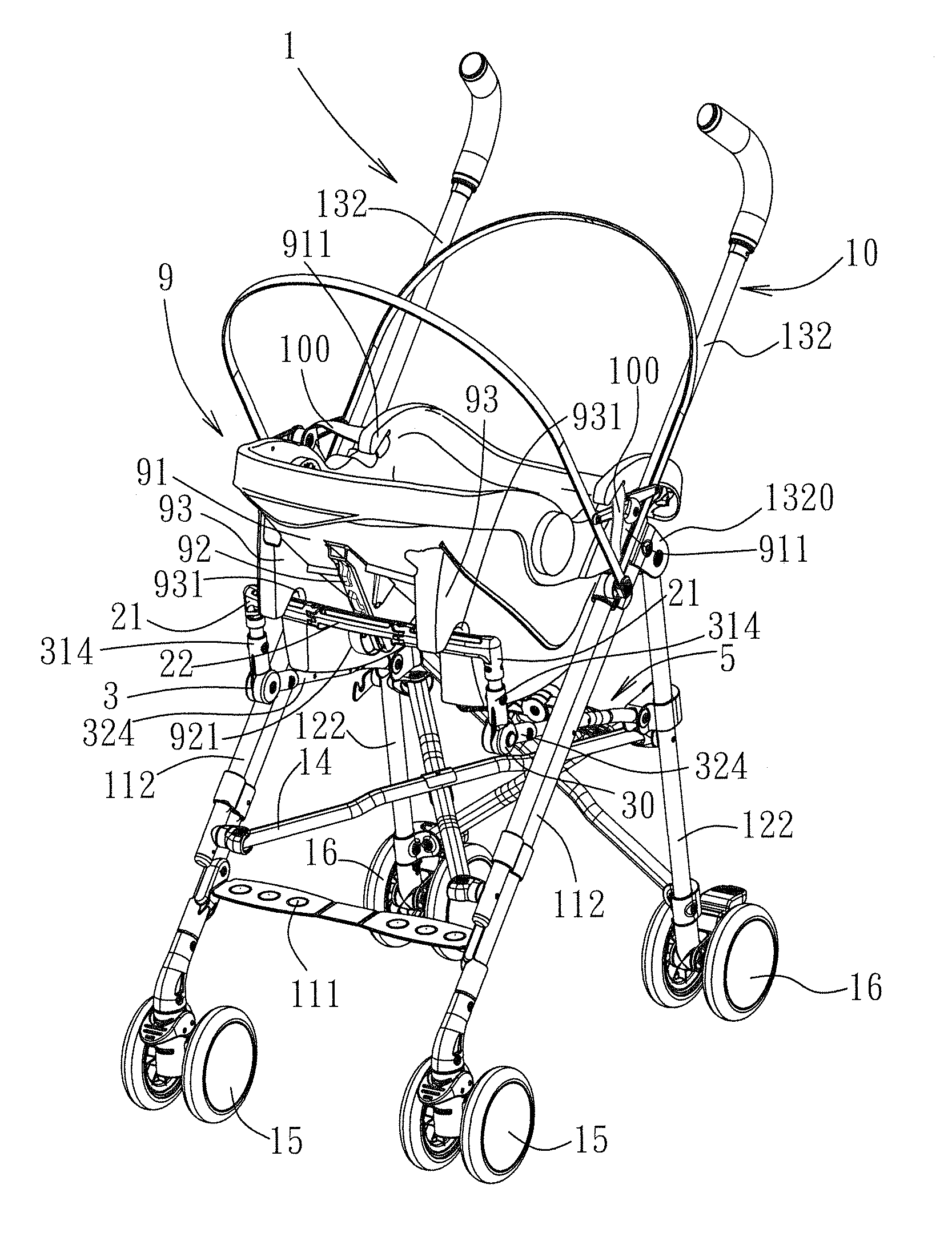 Stroller connectable with a car seat