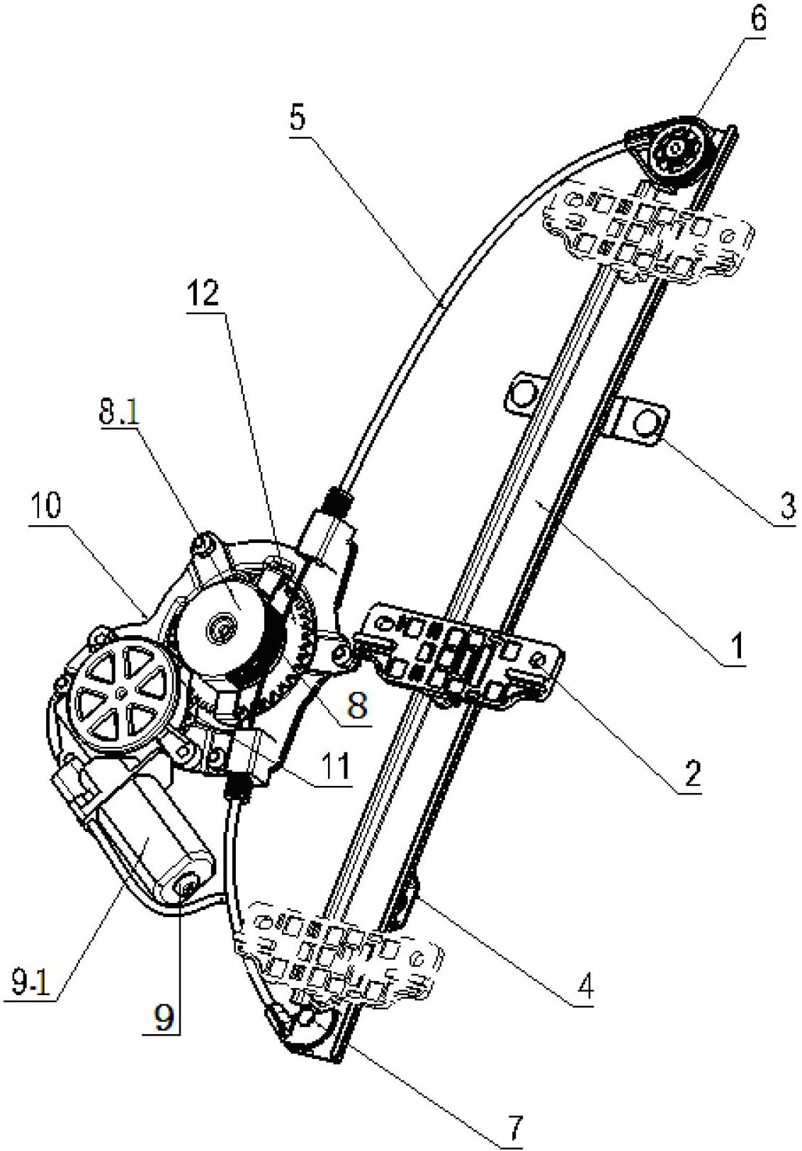 Rope-wheel type electric glass lifter